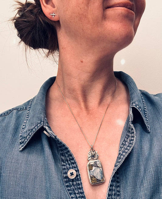 Artisan Sterling Silver King Cobra Stone Pendant