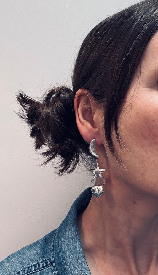 Vintage Sterling Silver Statement Drop Earrings