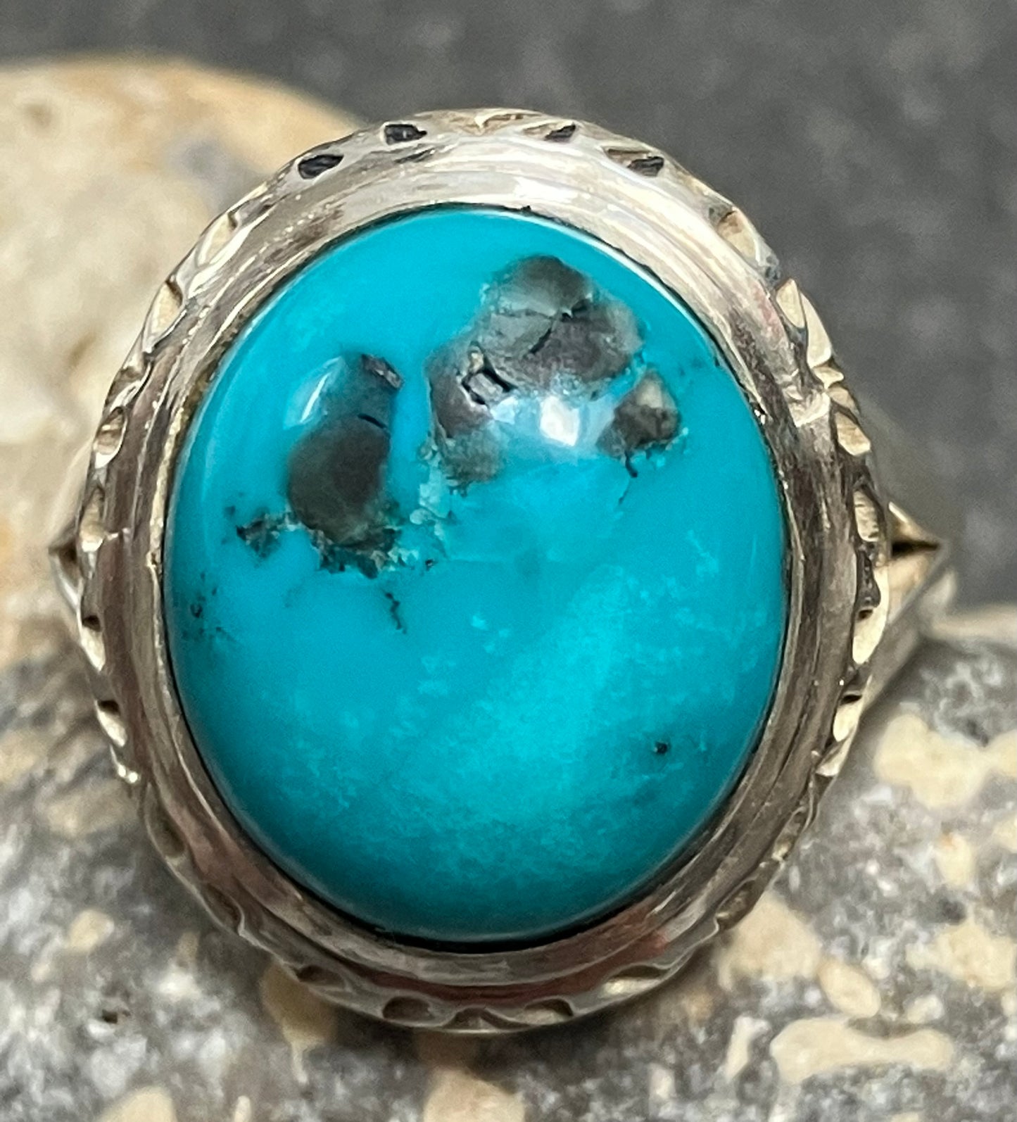 Vintage sterling silver and Turqurenite ring