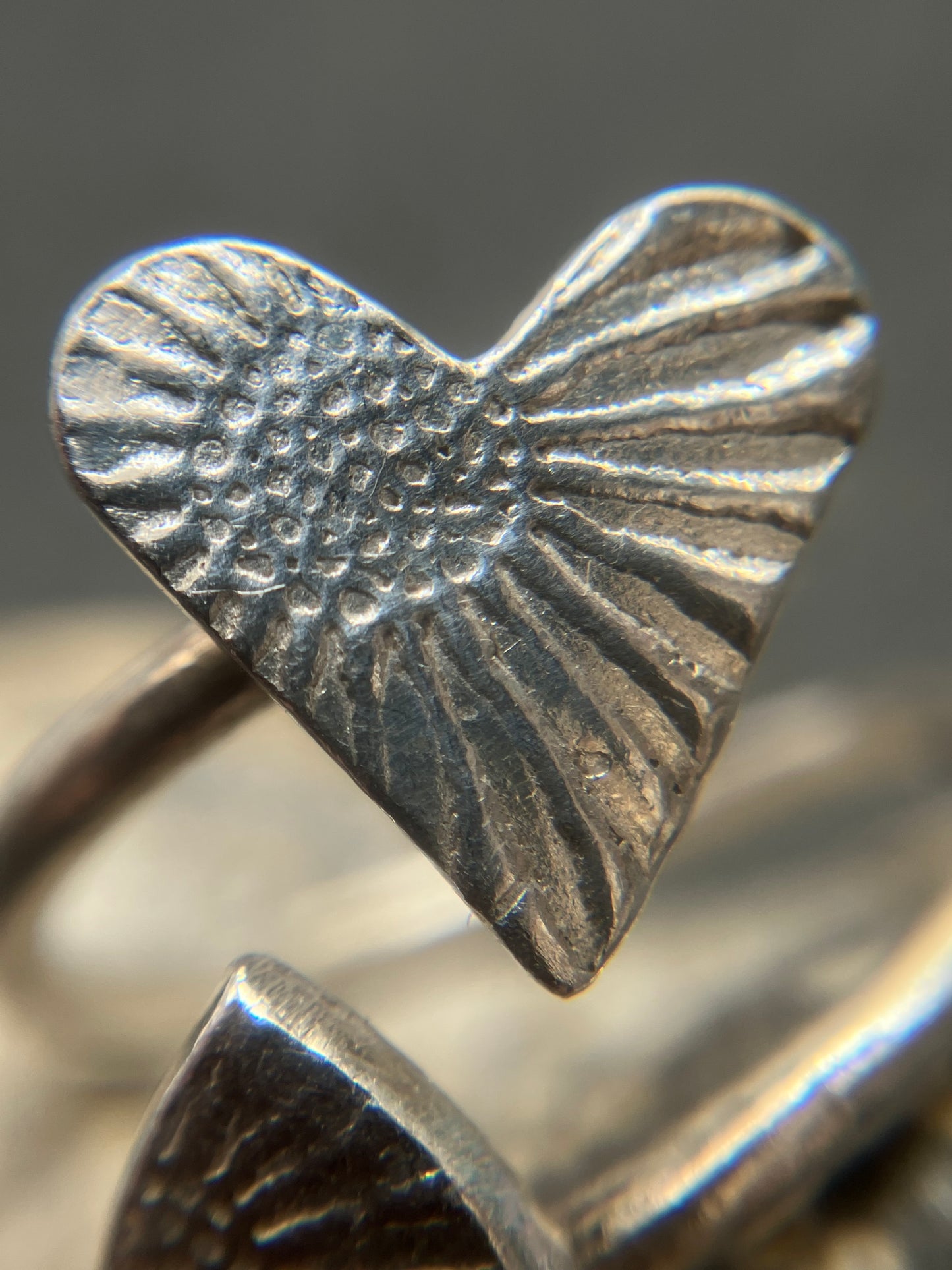 Vintage artisan two heart ring