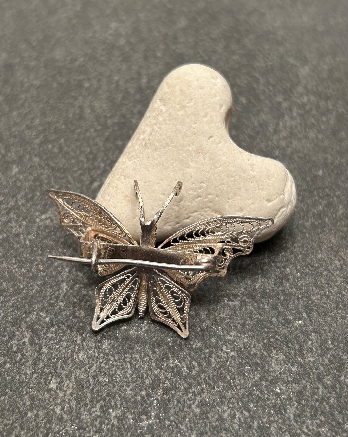 🦋 Vintage Sterling Silver Filigree Butterfly Brooch 🦋