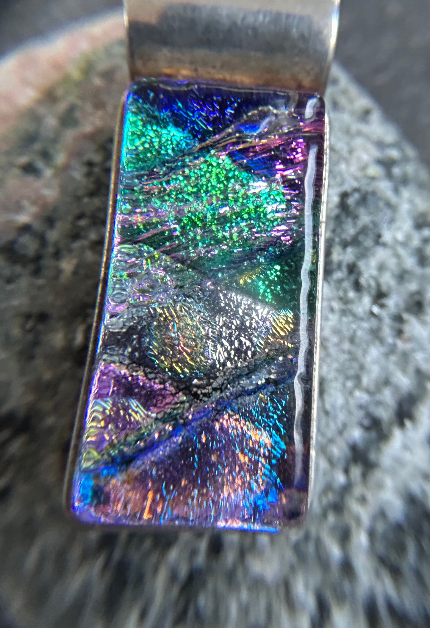 Vintage Sterling Silver & Dichroic Glass Pendant