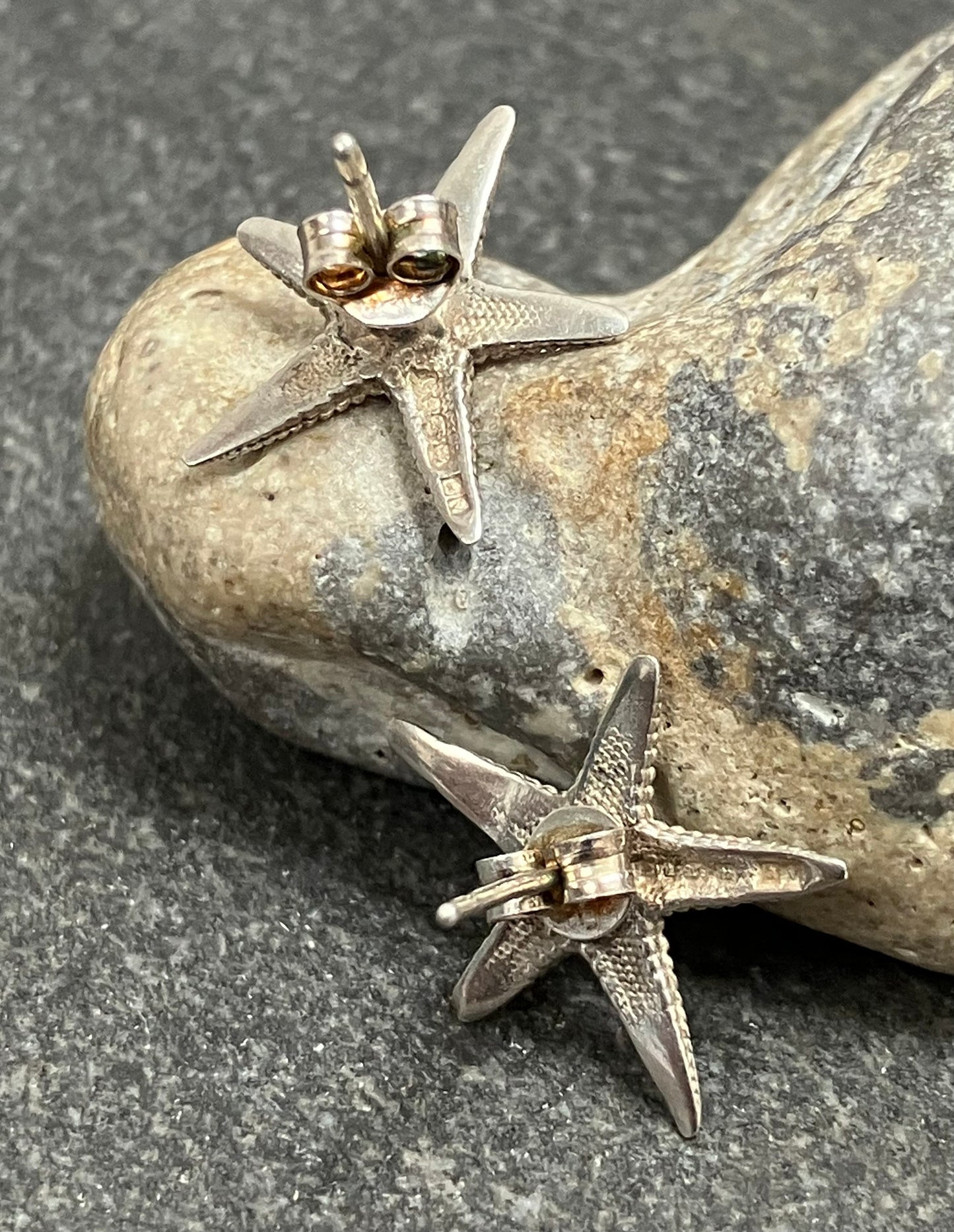 Stunning artisan handmade vintage sterling silver starfish earrings. 2000