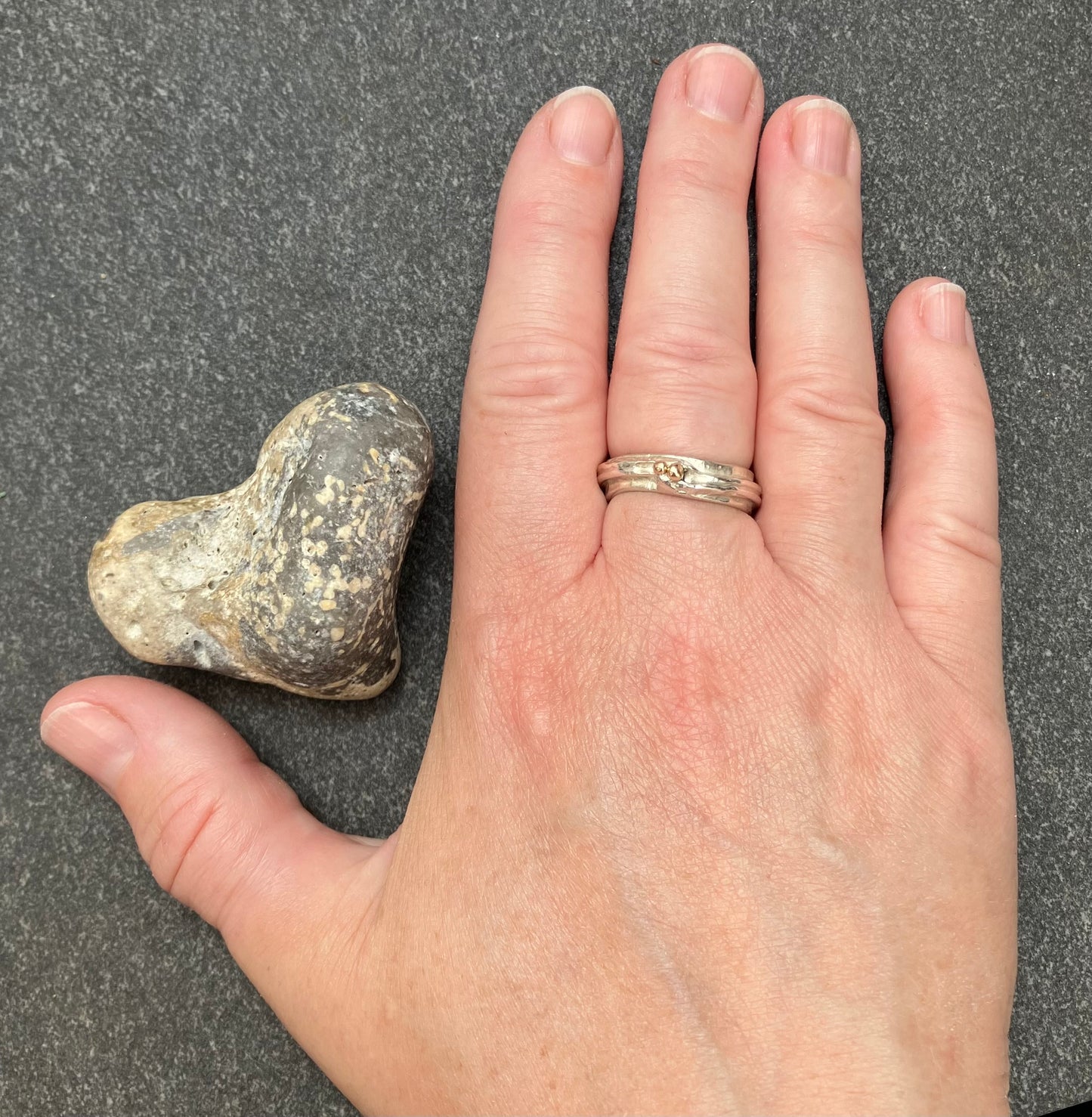 Vintage Swedish sterling silver and rose gold ring.