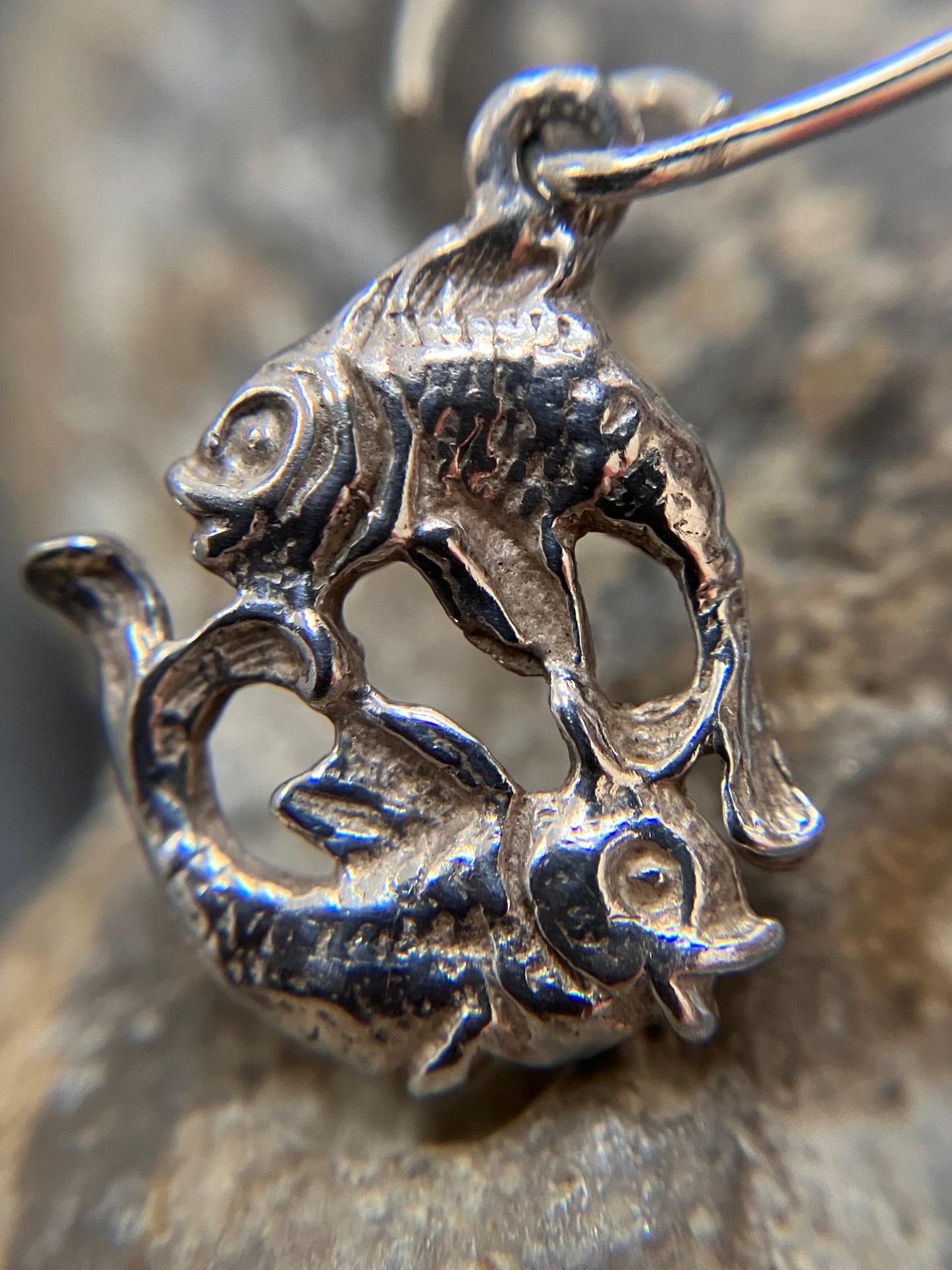 Vintage sterling silver fish earrings.