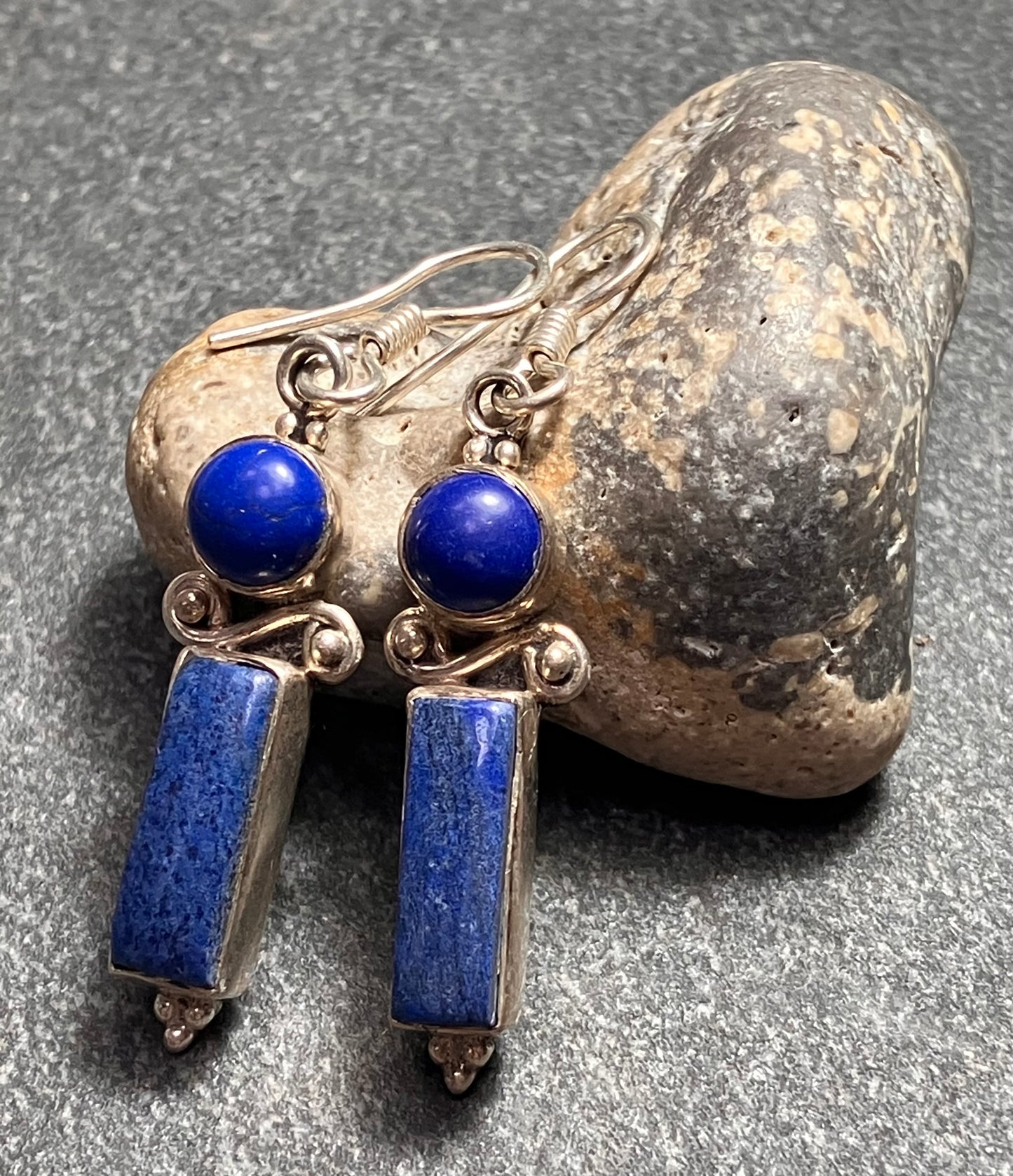 Vintage sterling silver and lapis lazuli earrings.