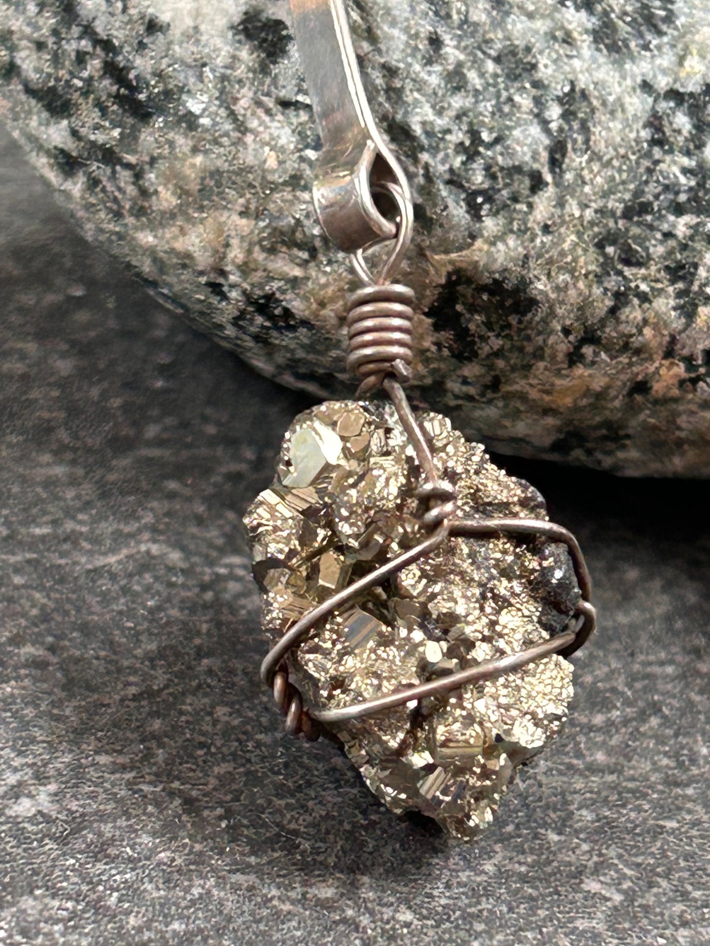 These striking vintage earrings feature gleaming Pyrite (Fool’s Gold) stones