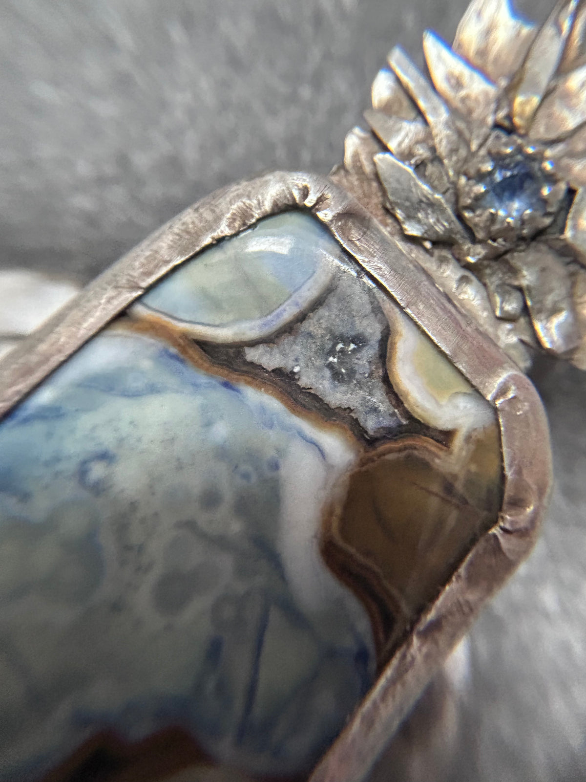 Artisan Sterling Silver King Cobra Stone Pendant