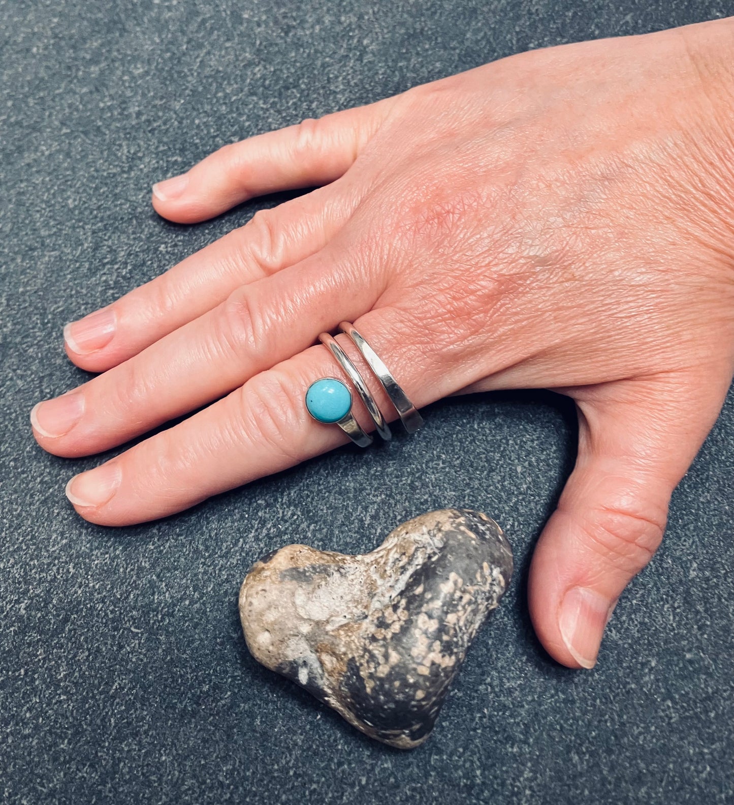 Vintage sterling silver and turquoise spiral ring.