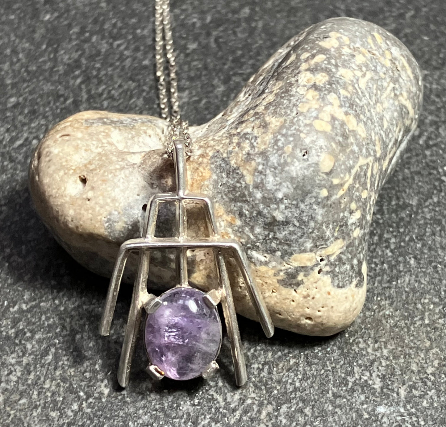 Vintage sterling silver and amethyst necklace. 1976