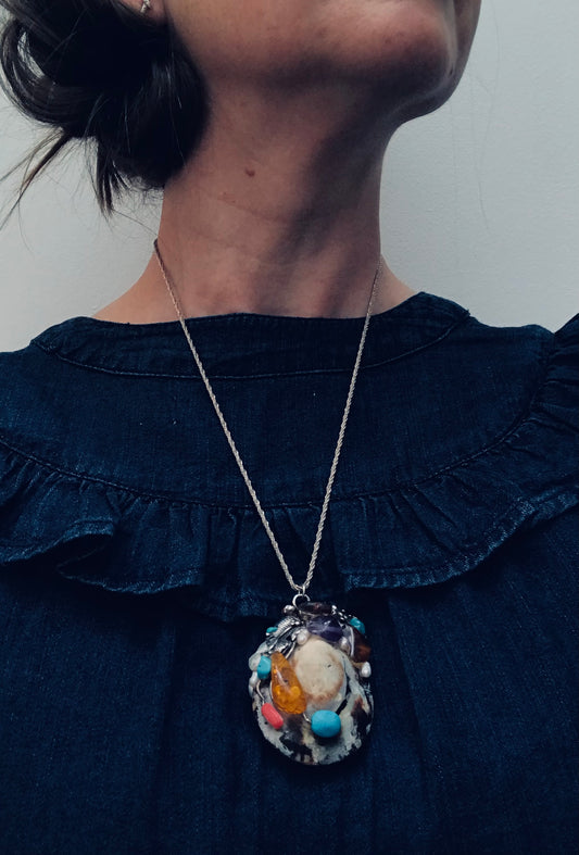 Utterly unique artisan handmade vintage pendant.