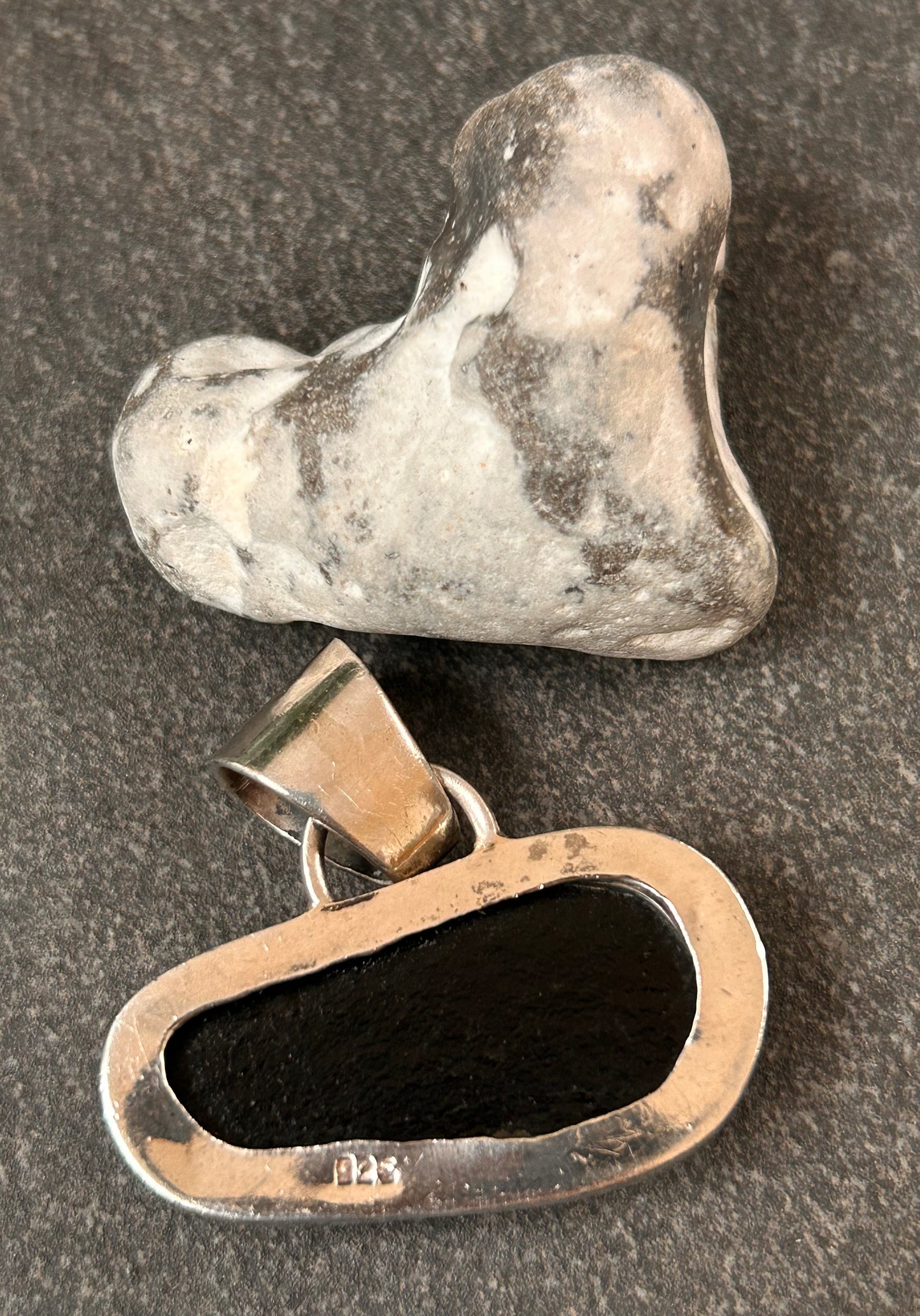 Striking vintage sterling silver dichroic glass pendant