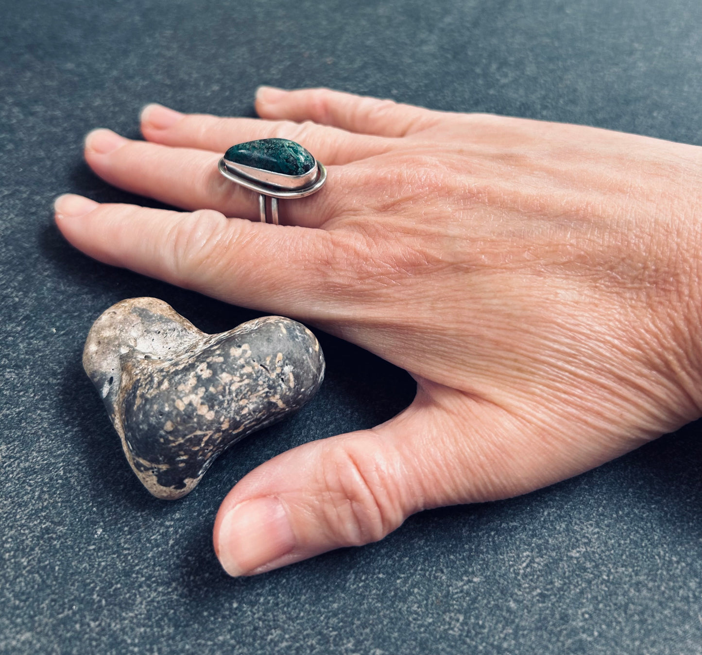 Vintage sterling silver chrysocolla stone ring