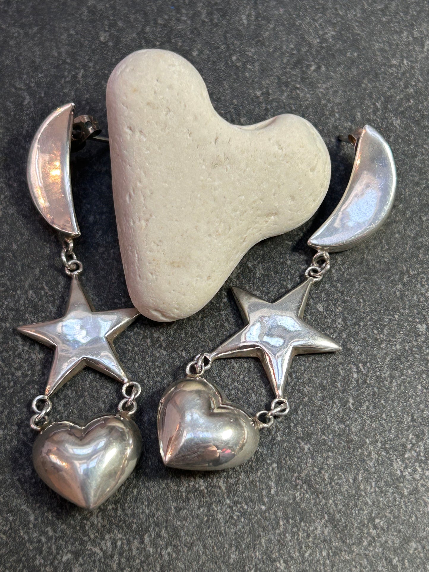 Vintage Sterling Silver Statement Drop Earrings