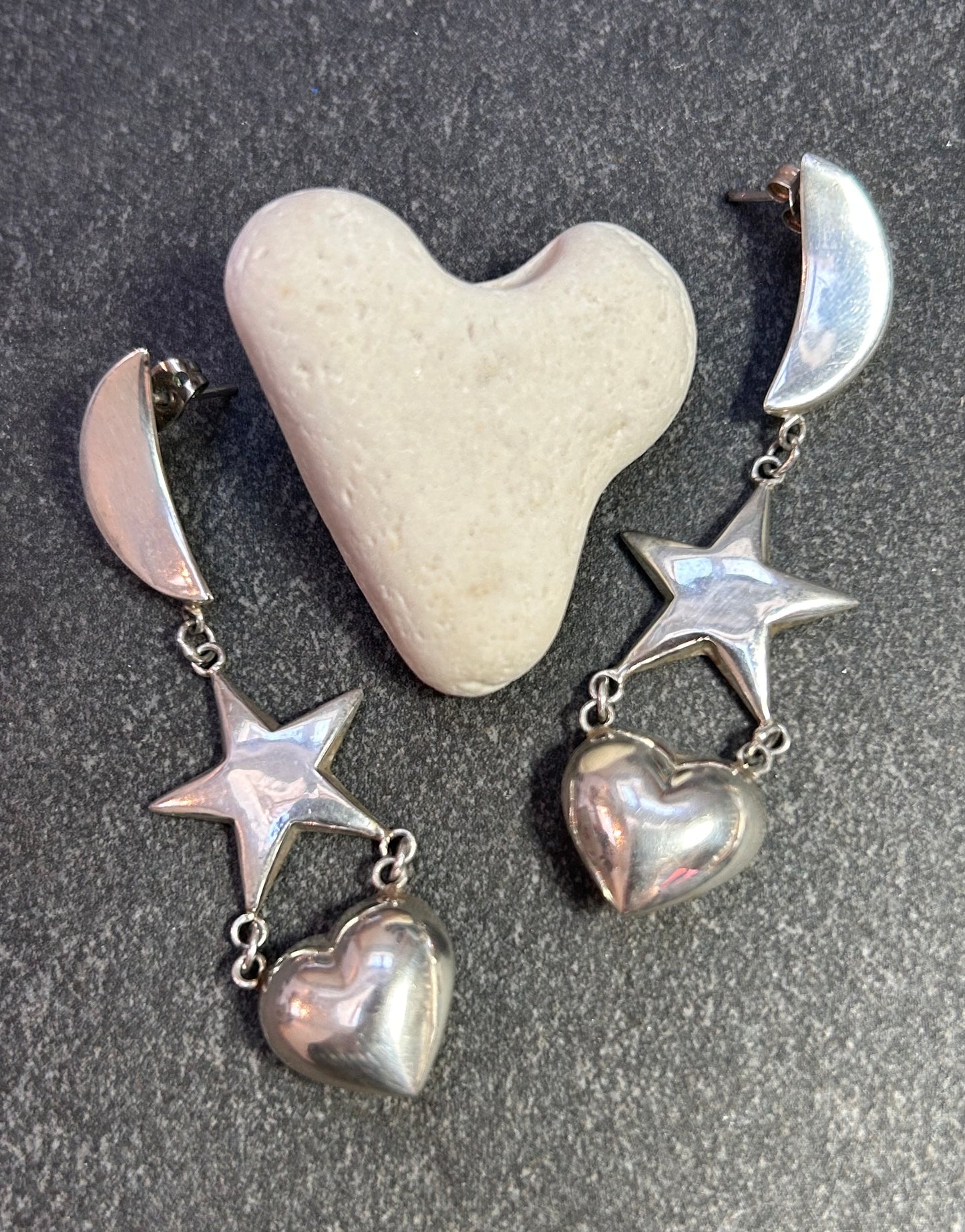 Vintage Sterling Silver Statement Drop Earrings