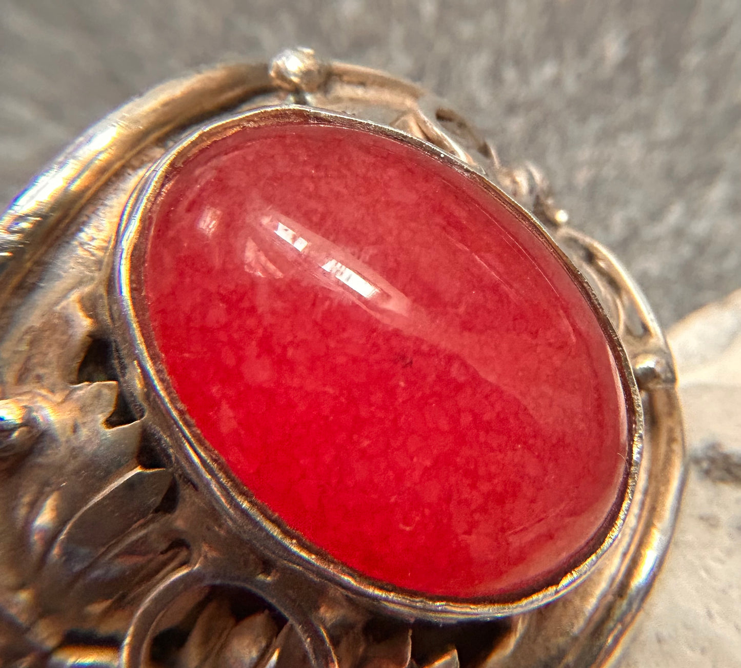 Statement Vintage Rhodochrosite Ring