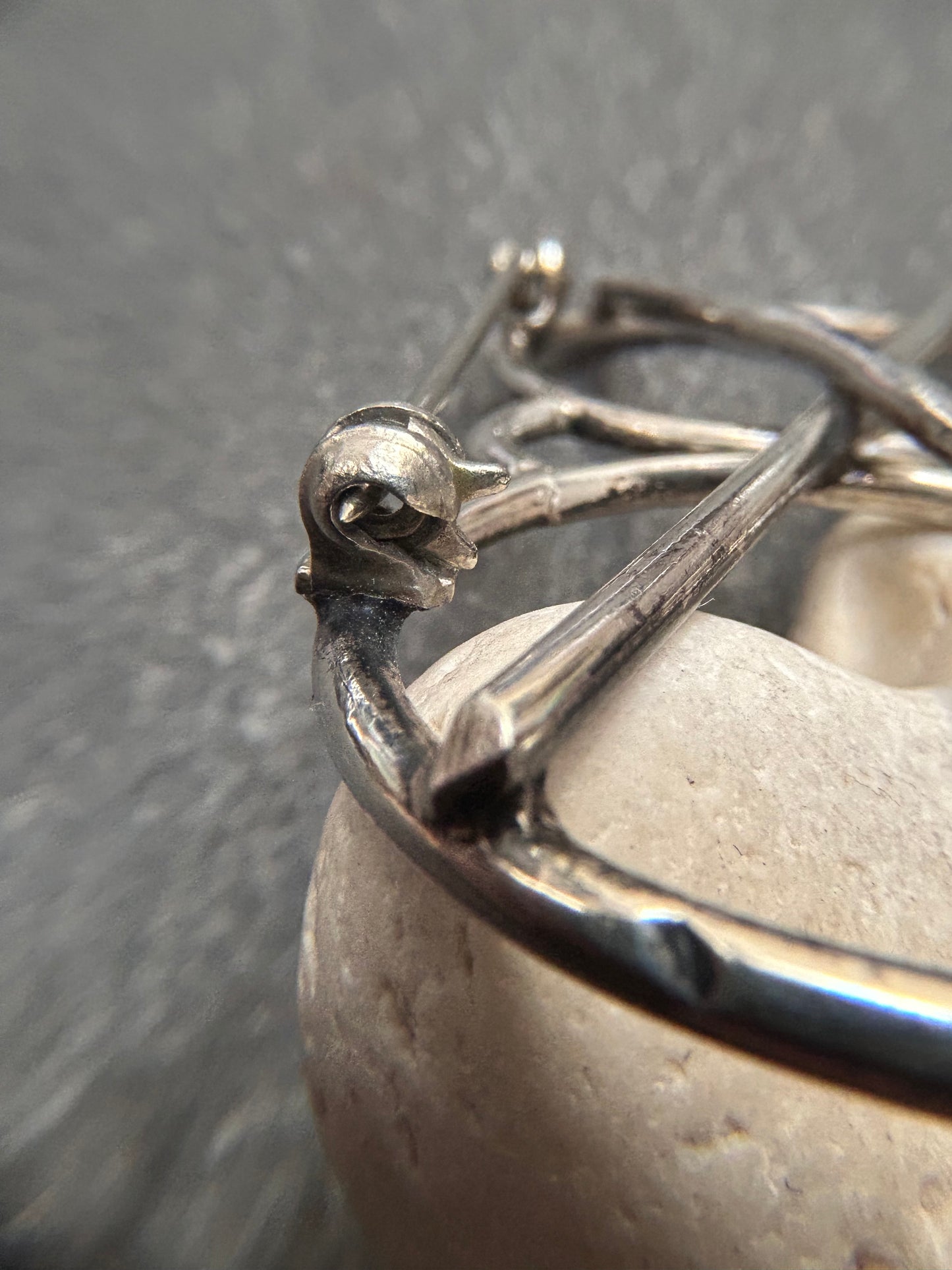Quirky vintage sterling silver glasses brooch