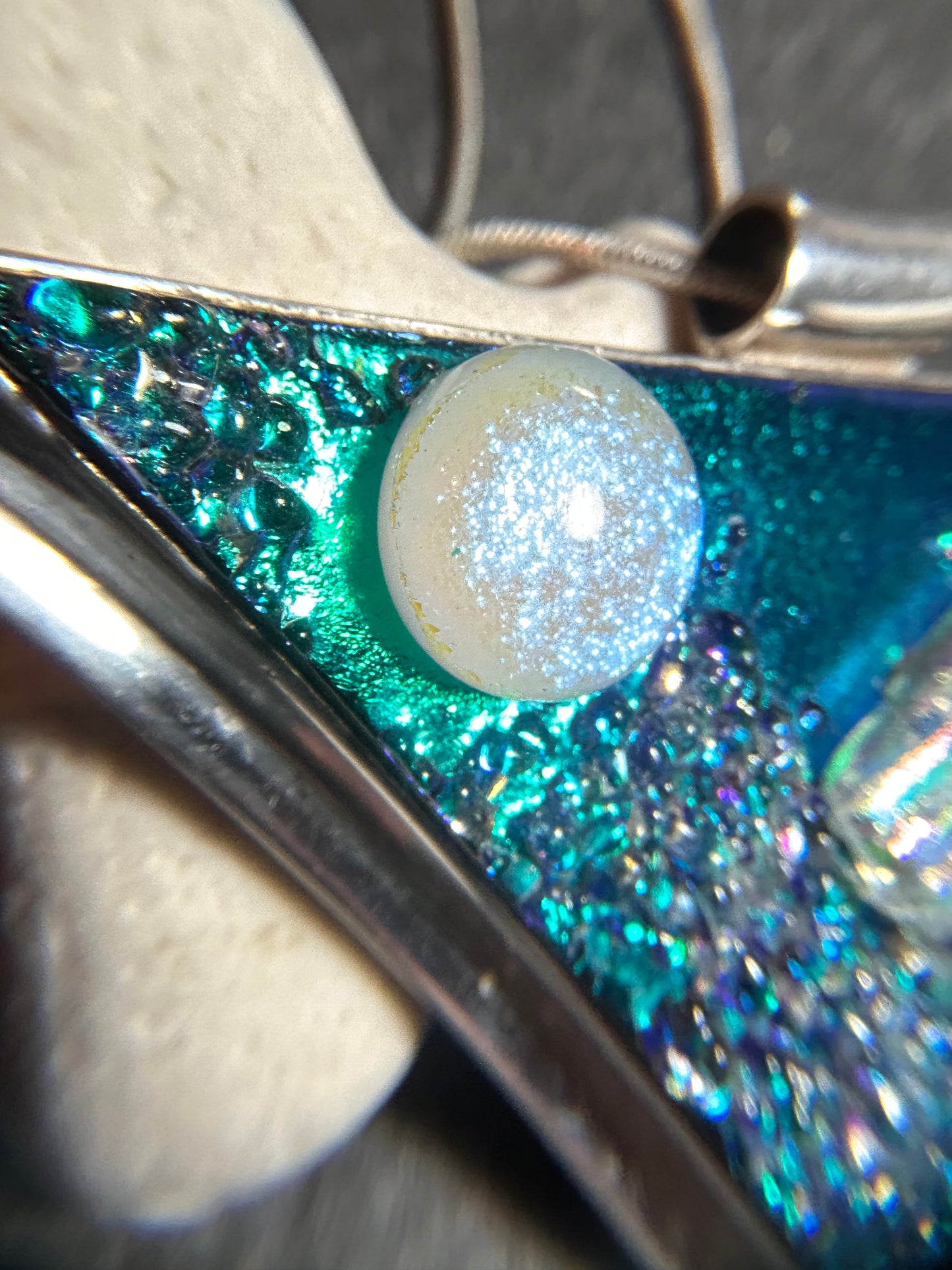 Luminous dichroic glass pendant