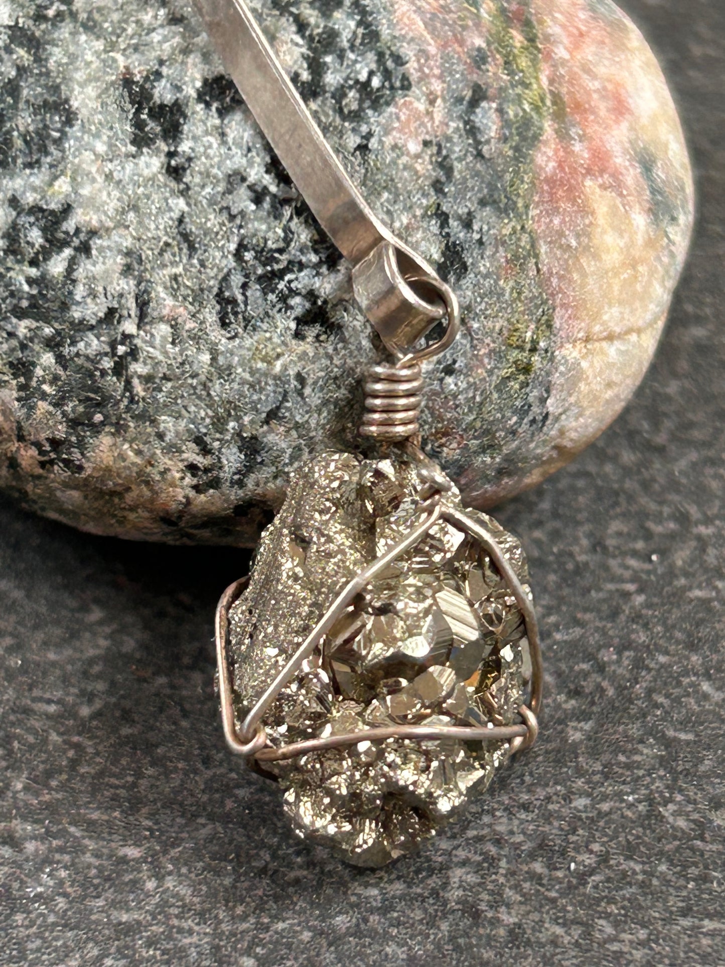 These striking vintage earrings feature gleaming Pyrite (Fool’s Gold) stones