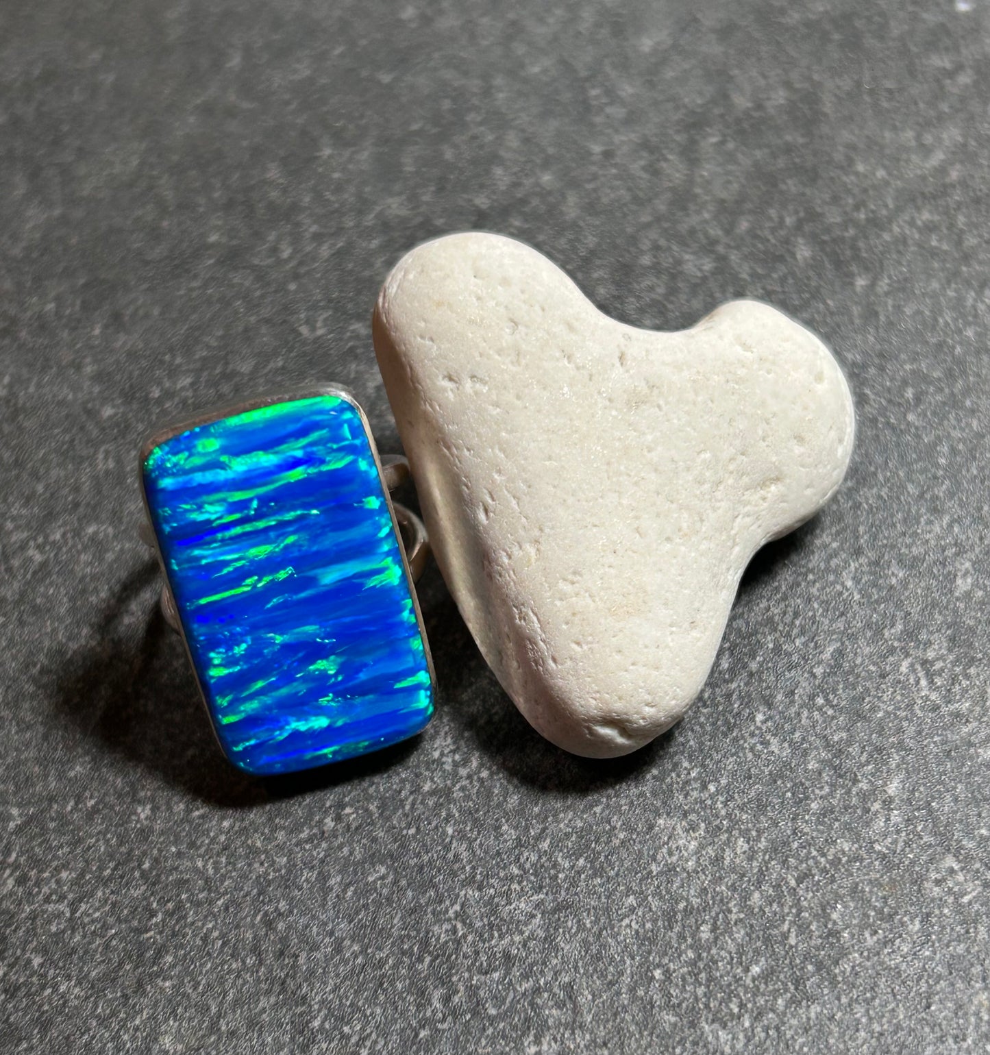 Dichroic Glass Statement Ring – Aqua Ocean Light