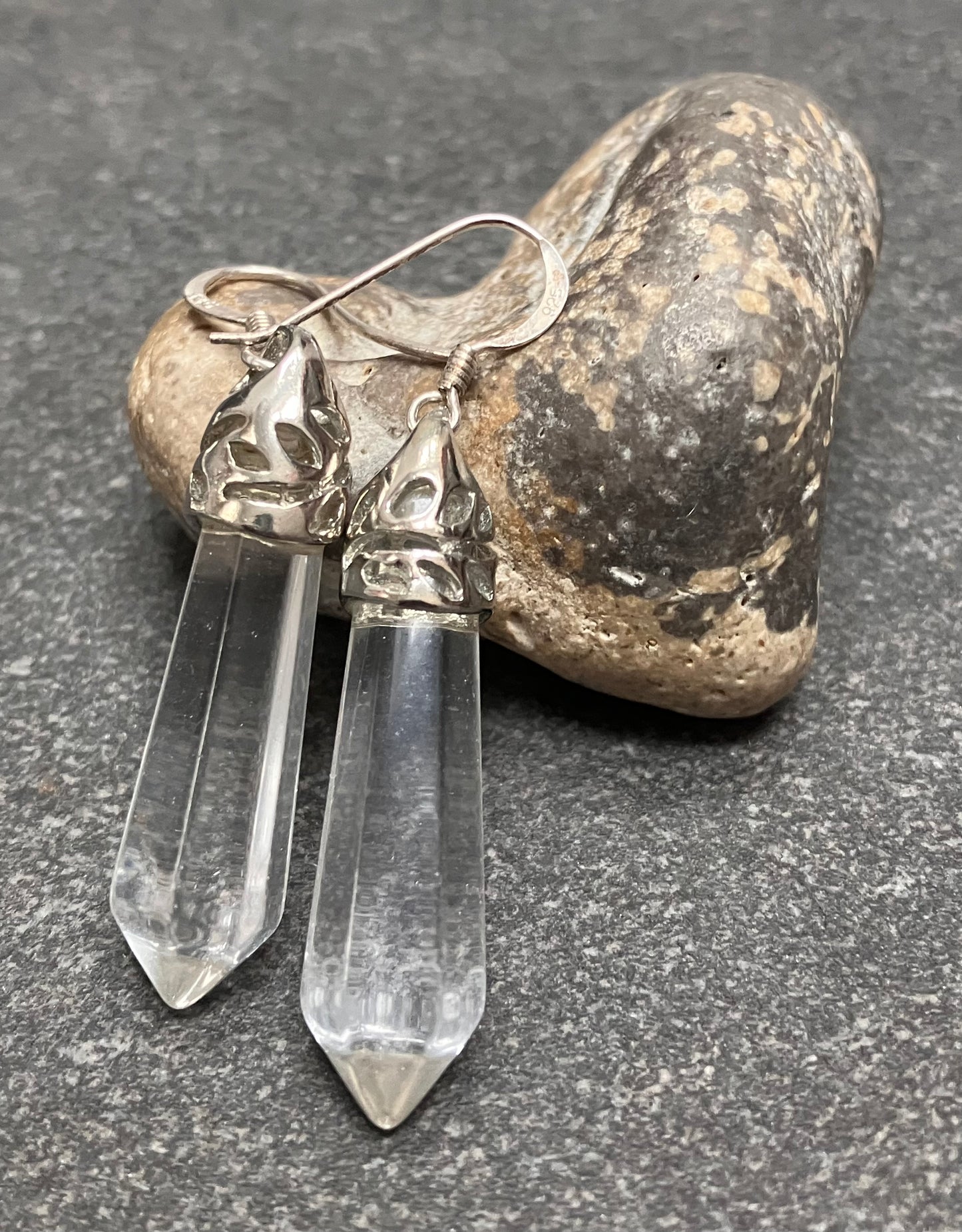 Vintage sterling silver and rock crystal earrings.