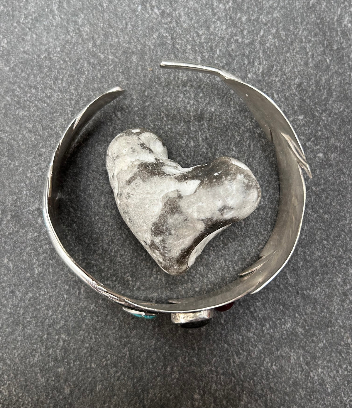 One-of-a-Kind Artisan vintage sterling Feather Bangle