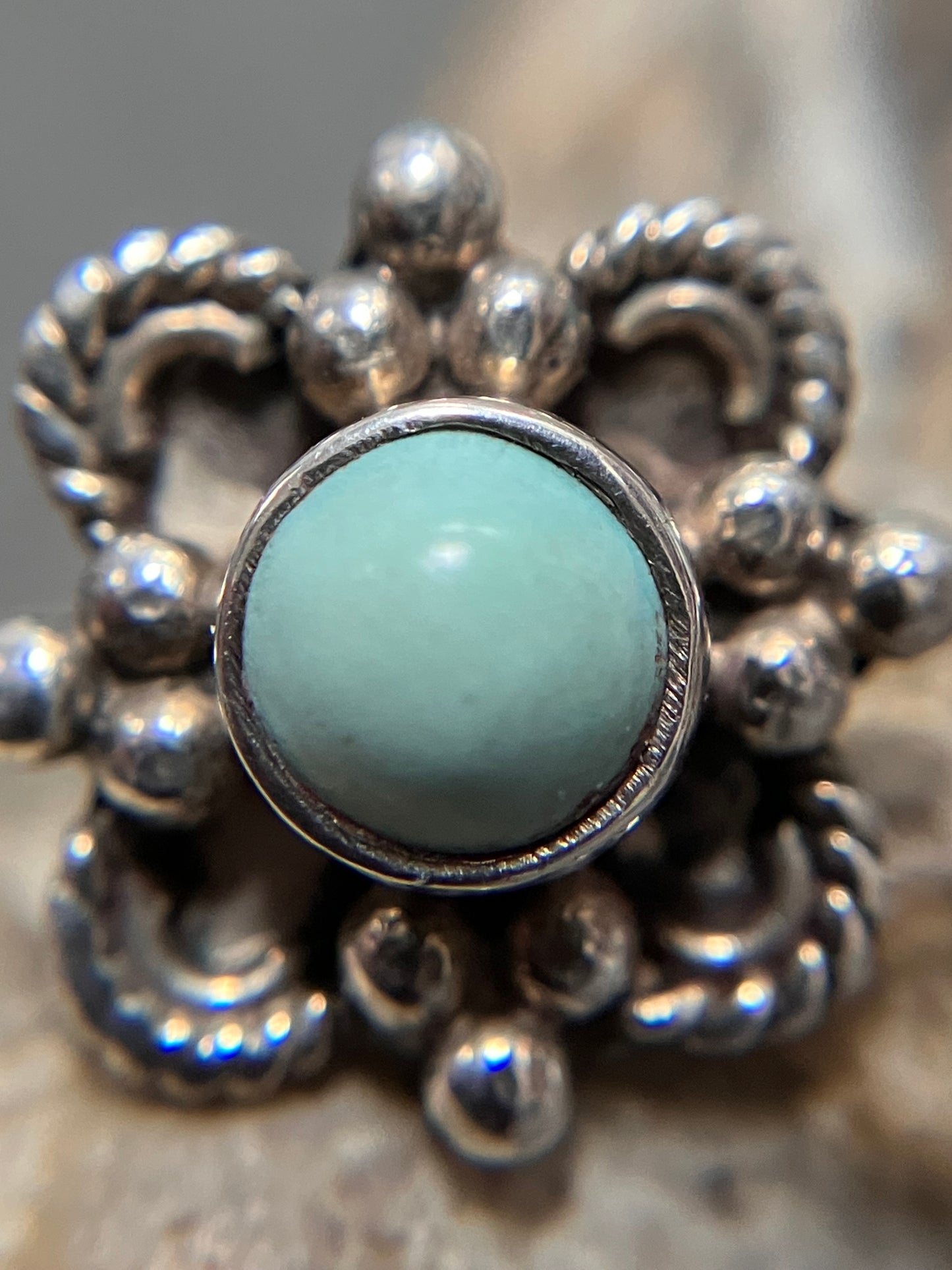 Vintage sterling silver Tibetan turquoise studs.