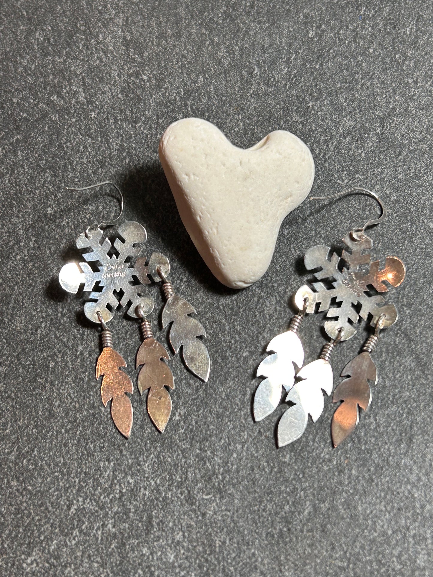 Special Customer Order         Karen Jennings                                Vintage Native American Snowflake and feather earrings.
