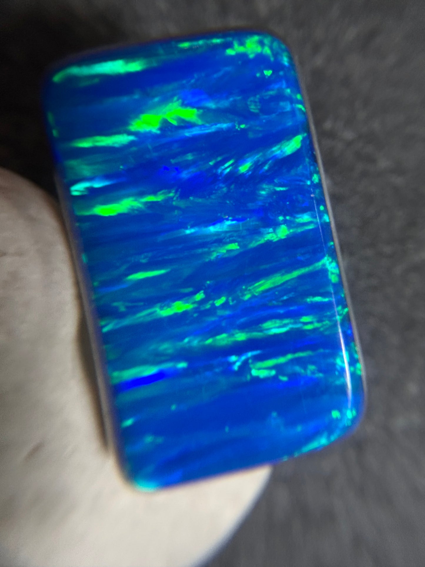 Dichroic Glass Statement Ring – Aqua Ocean Light