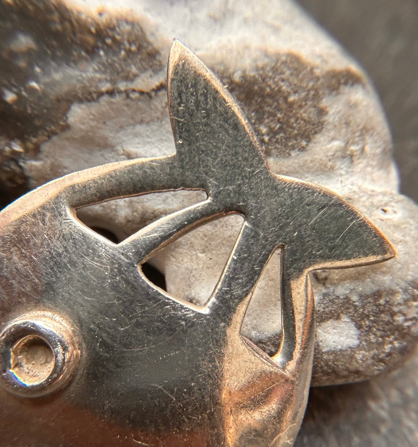 Vintage Artisan Sterling Silver Fish Earrings