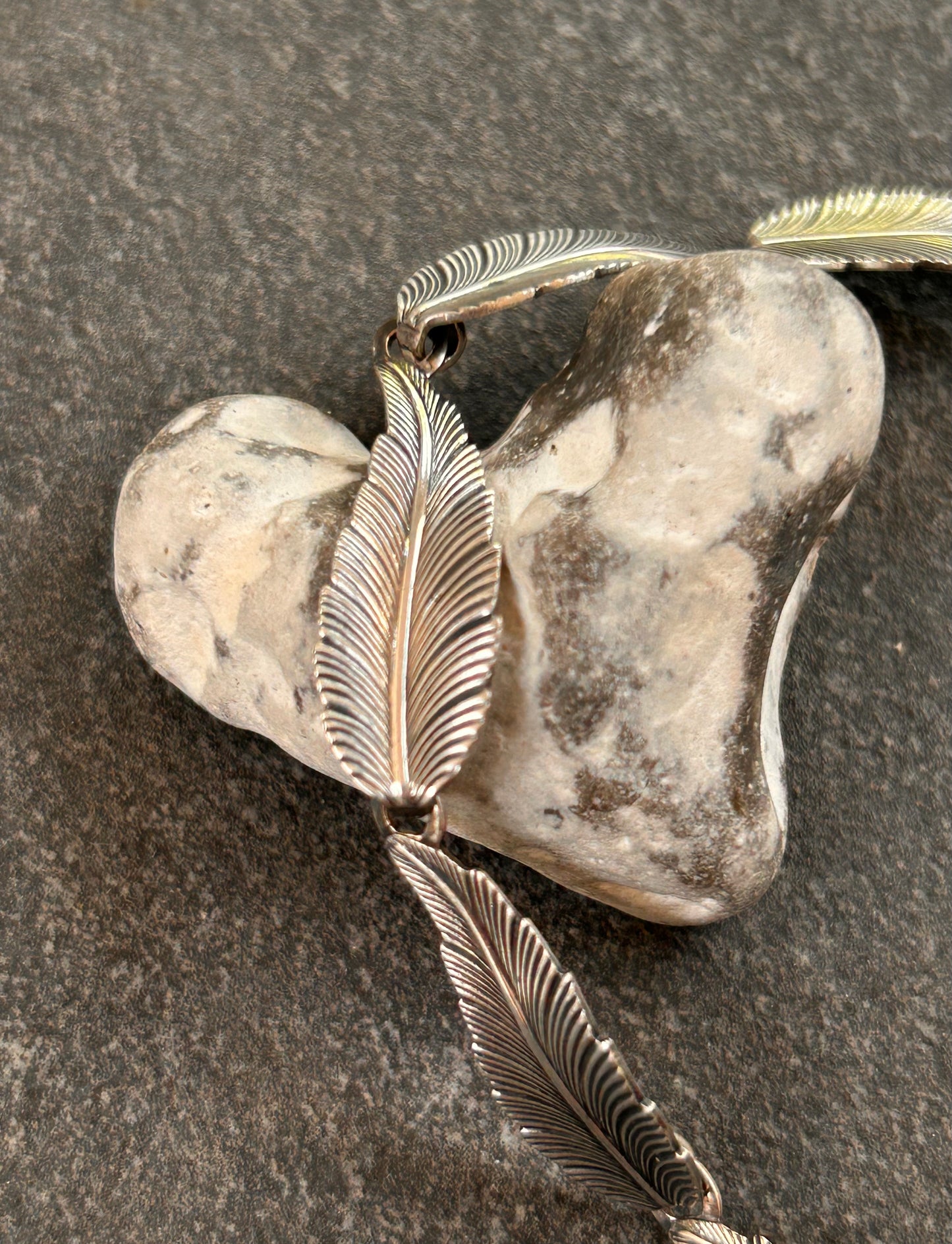 Vintage sterling silver feather — or perhaps leaf — bracelet, depending on your interpretation!