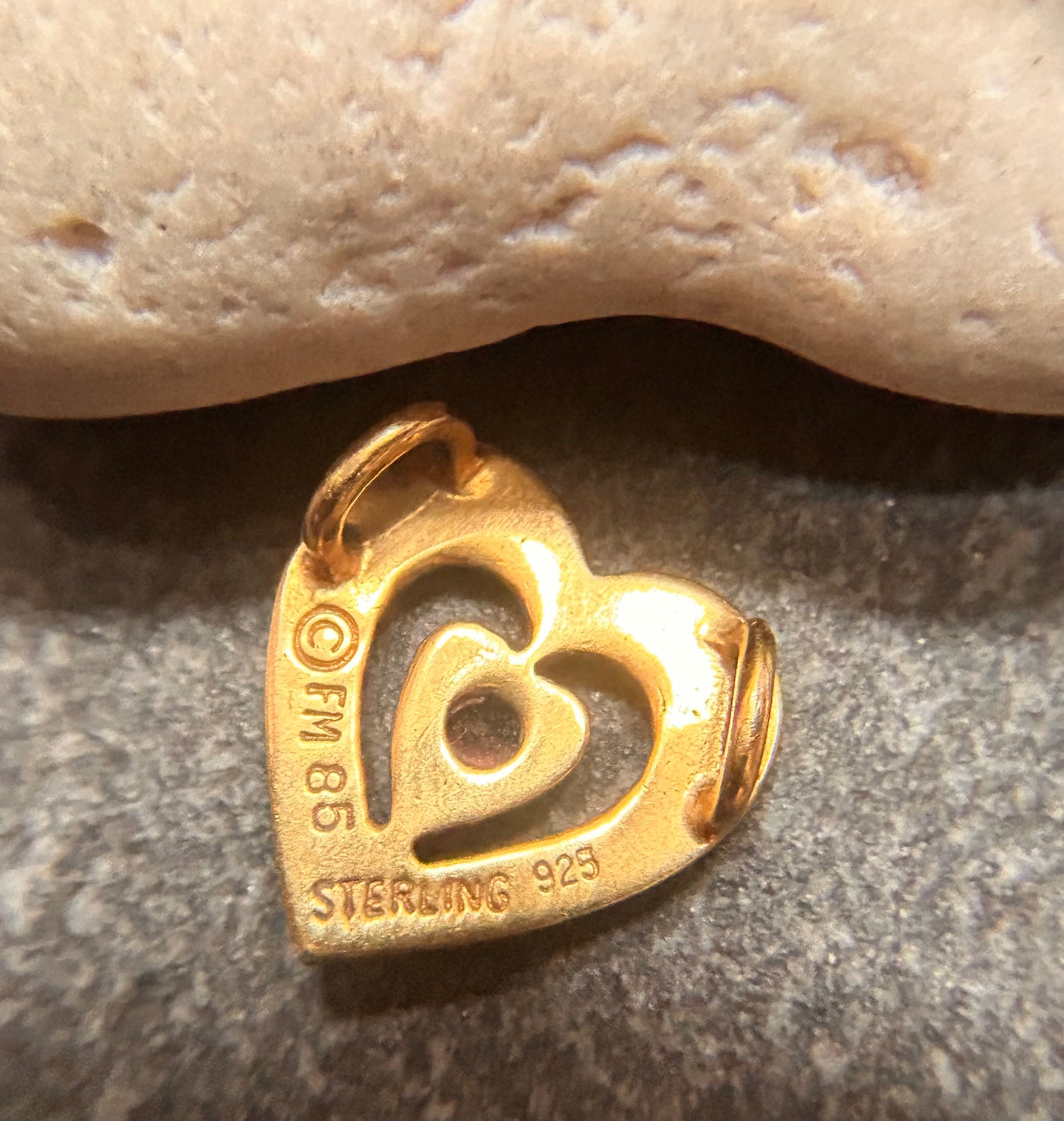 Beautiful vintage sterling silver with warm gold vermeil finish slider hearts - £35 each