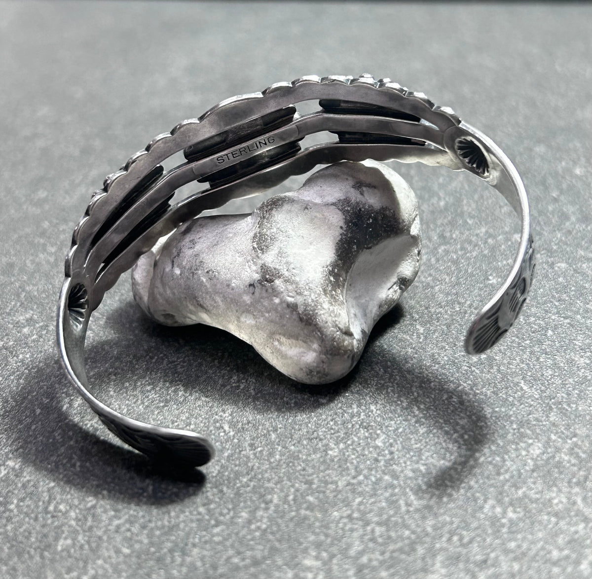 Vintage Sterling Silver & Turquoise Native American Statement Cuff