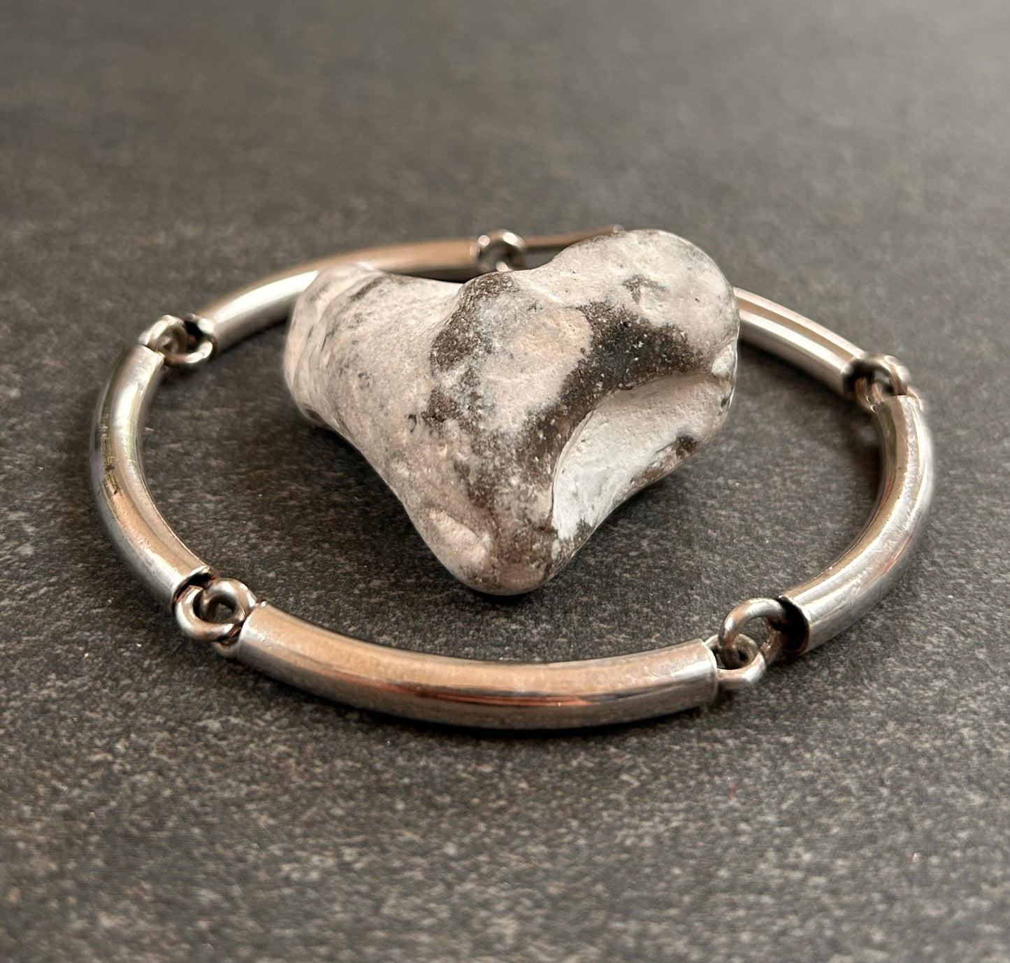 Vintage Sterling Silver Tubular Link Bracelet