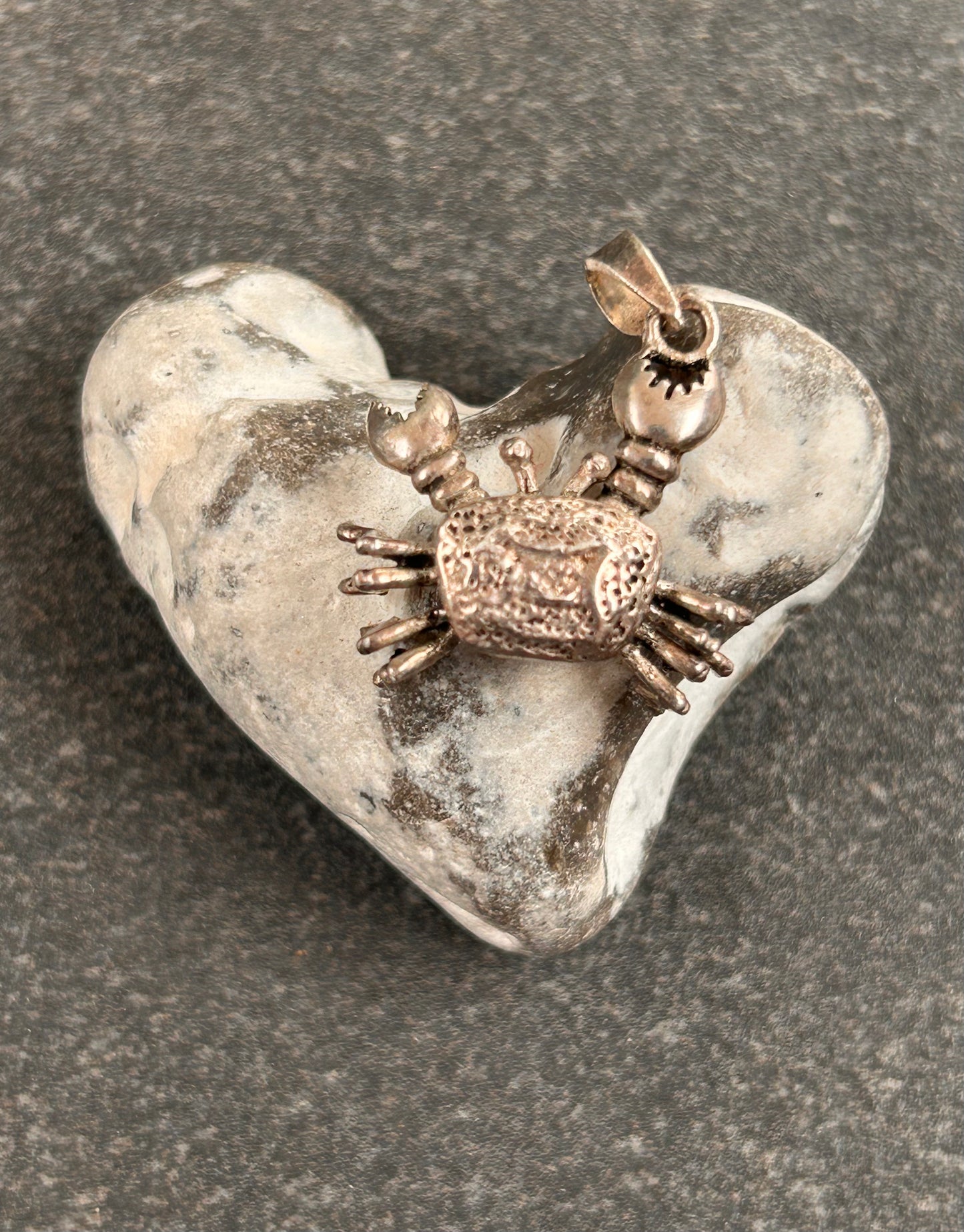 Vintage Articulated sterling silver Crab Pendant.