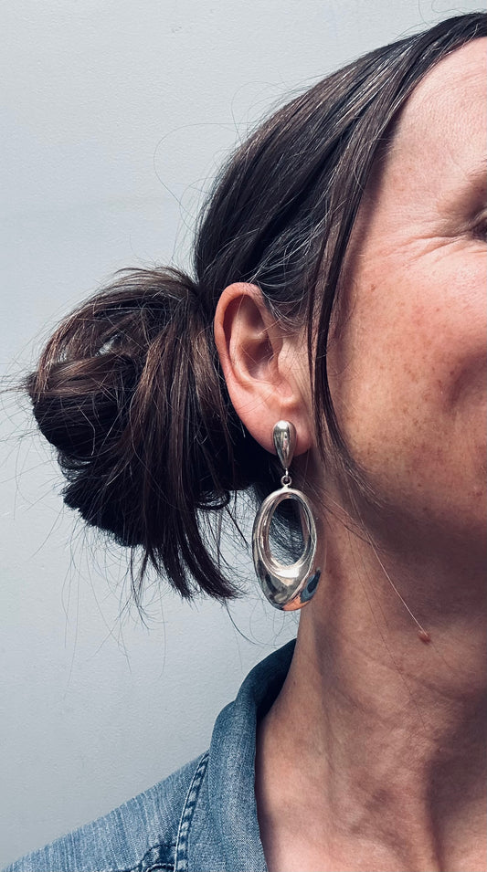 Fantastic Sterling Silver Vintage Statement Earrings