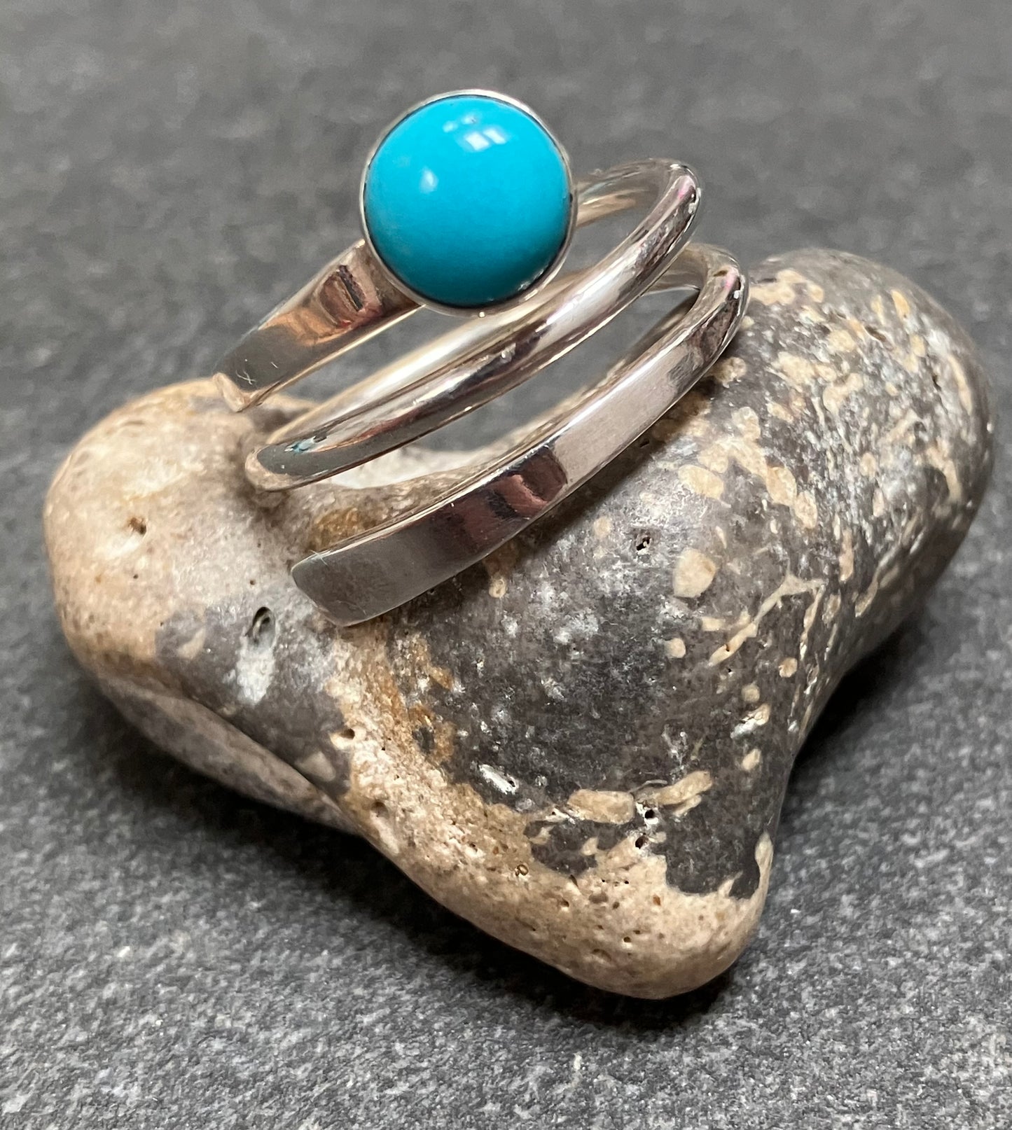 Vintage sterling silver and turquoise spiral ring.