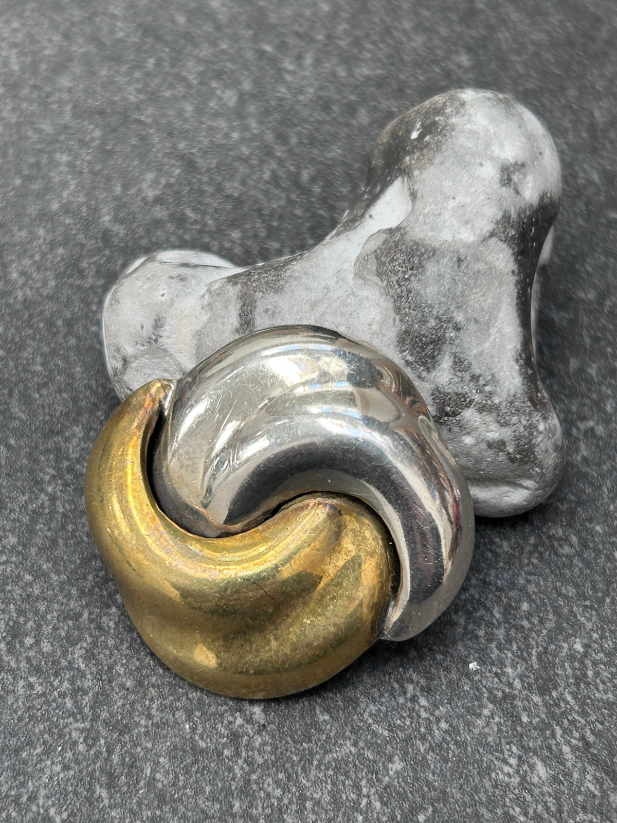 Vintage Mexican Sterling Silver & Brass Clip-On Earrings