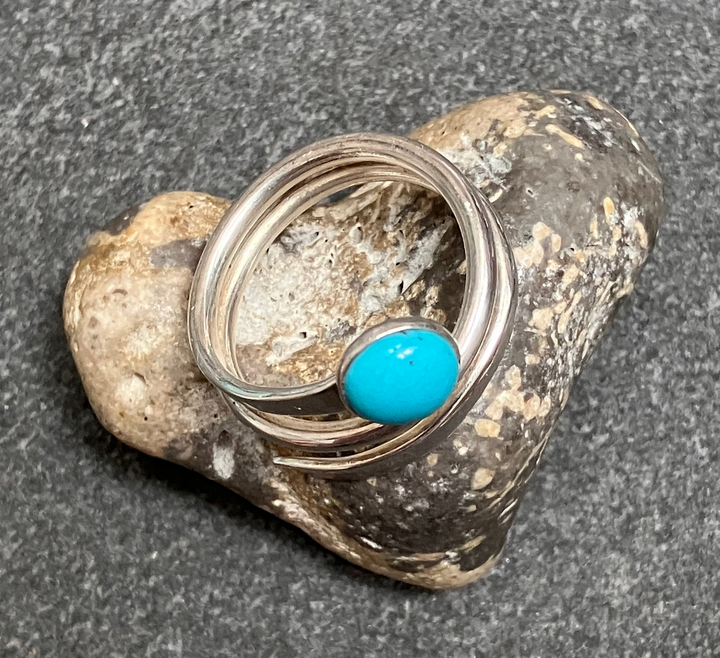 Vintage sterling silver and turquoise spiral ring.