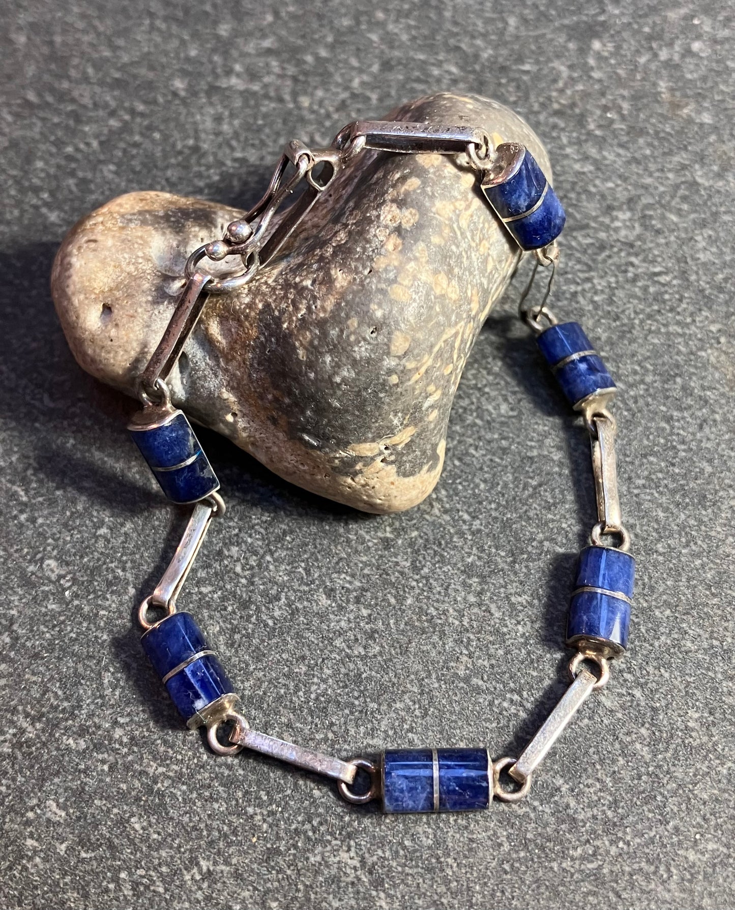 Vintage sterling silver and lapis bracelet.
