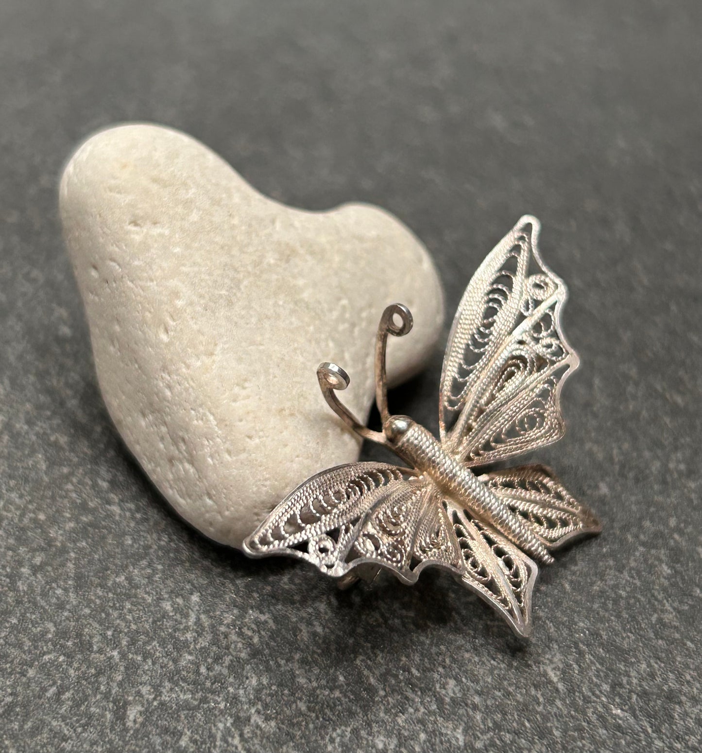 🦋 Vintage Sterling Silver Filigree Butterfly Brooch 🦋