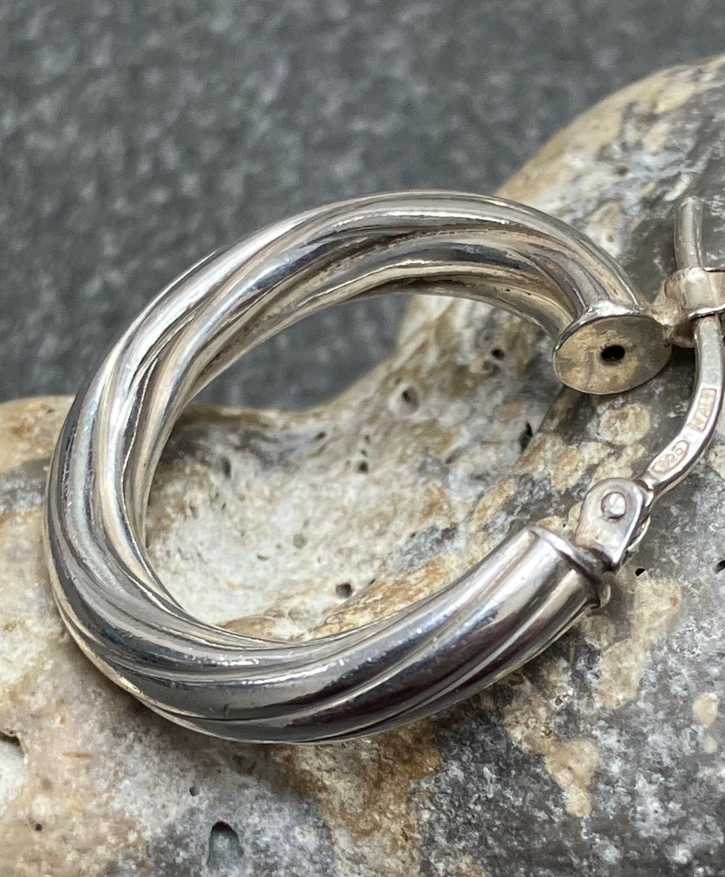 Vintage sterling silver twisted hoops.