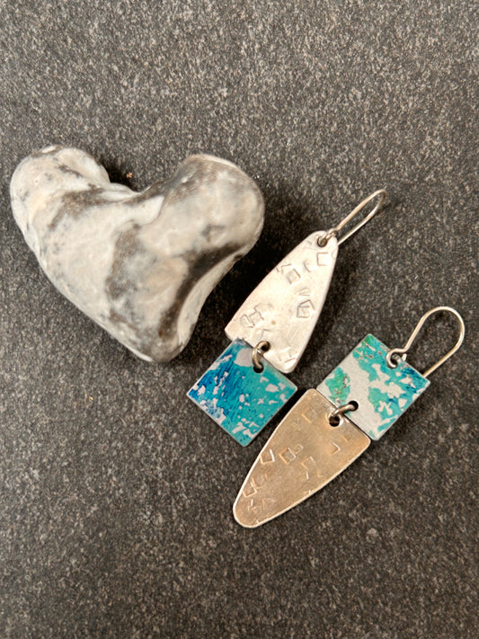 Marbled Aluminium Vintage Earrings