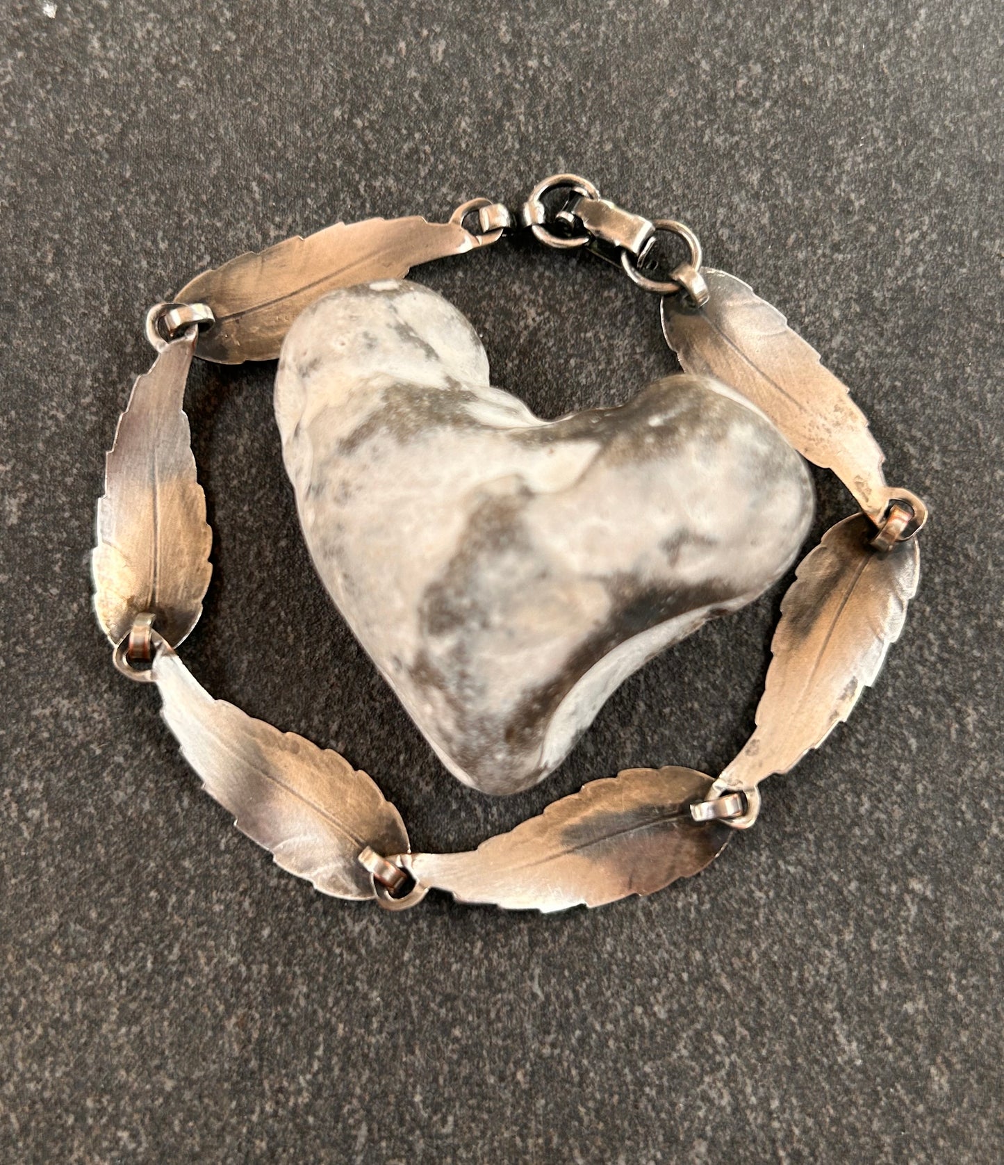 Vintage sterling silver feather — or perhaps leaf — bracelet, depending on your interpretation!