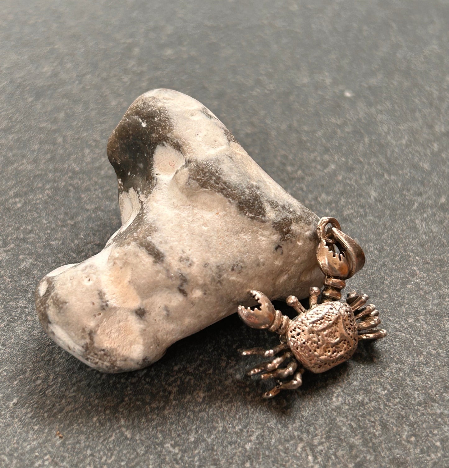 Vintage Articulated sterling silver Crab Pendant.