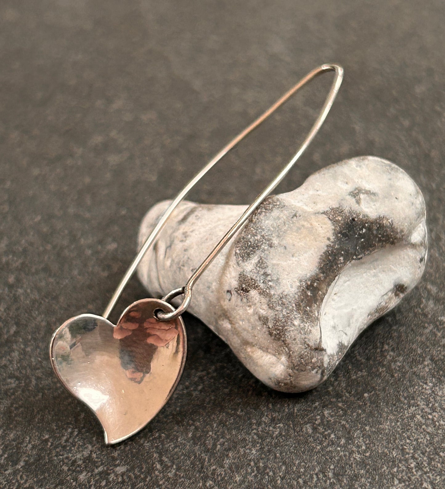 Truly Wonderful Vintage Artisan Sterling Silver Heart Drop Earrings