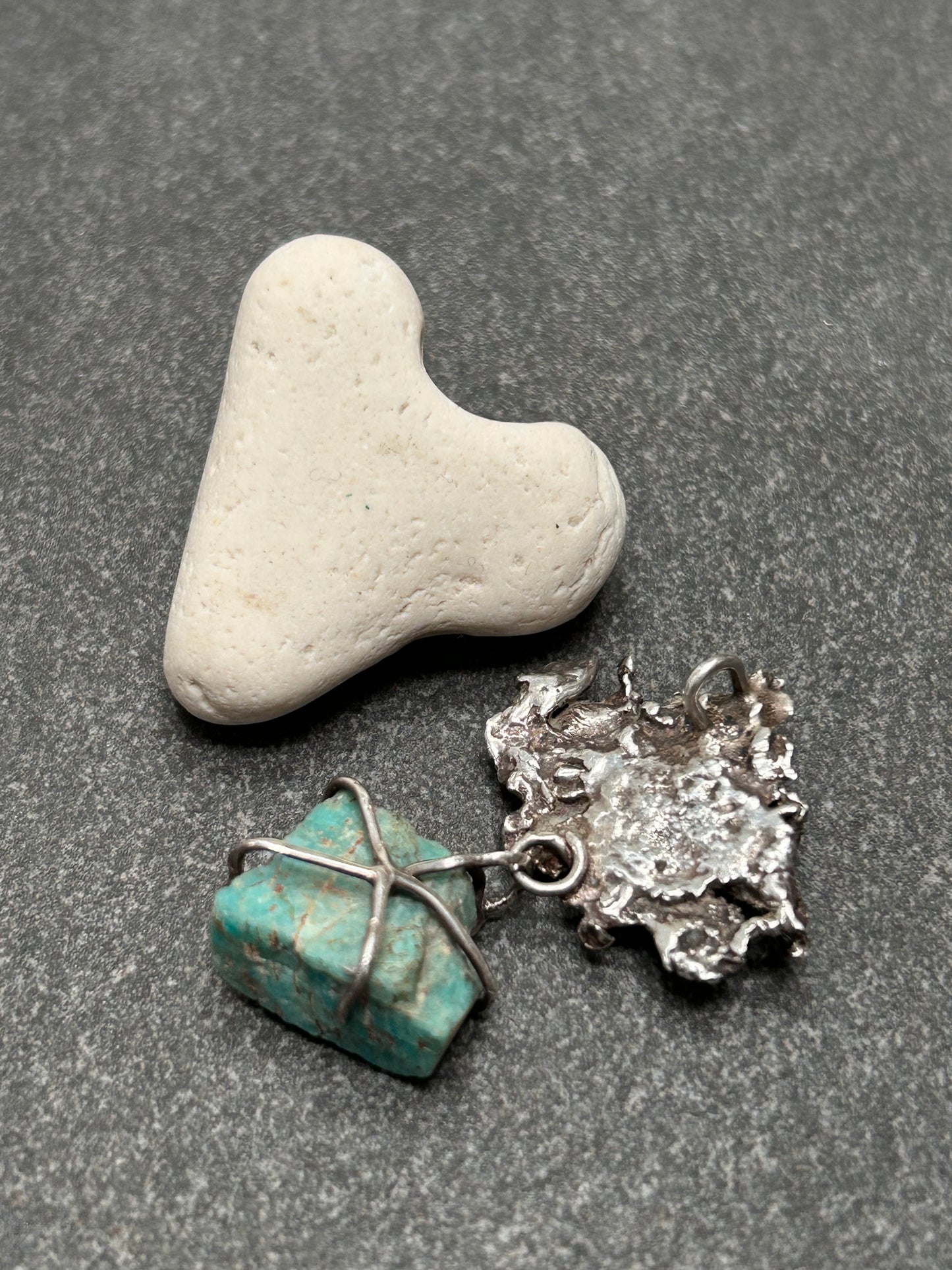 Vintage Sterling Silver & Raw Amazonite Pendant (c. 1979)