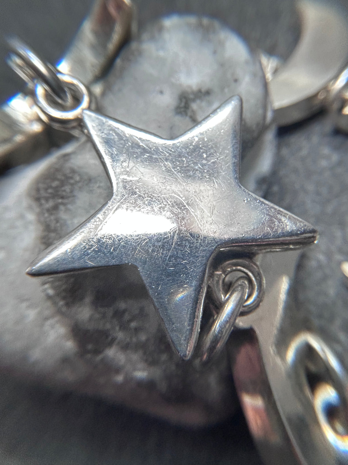 Vintage sterling silver moon & star Mexican bracelet