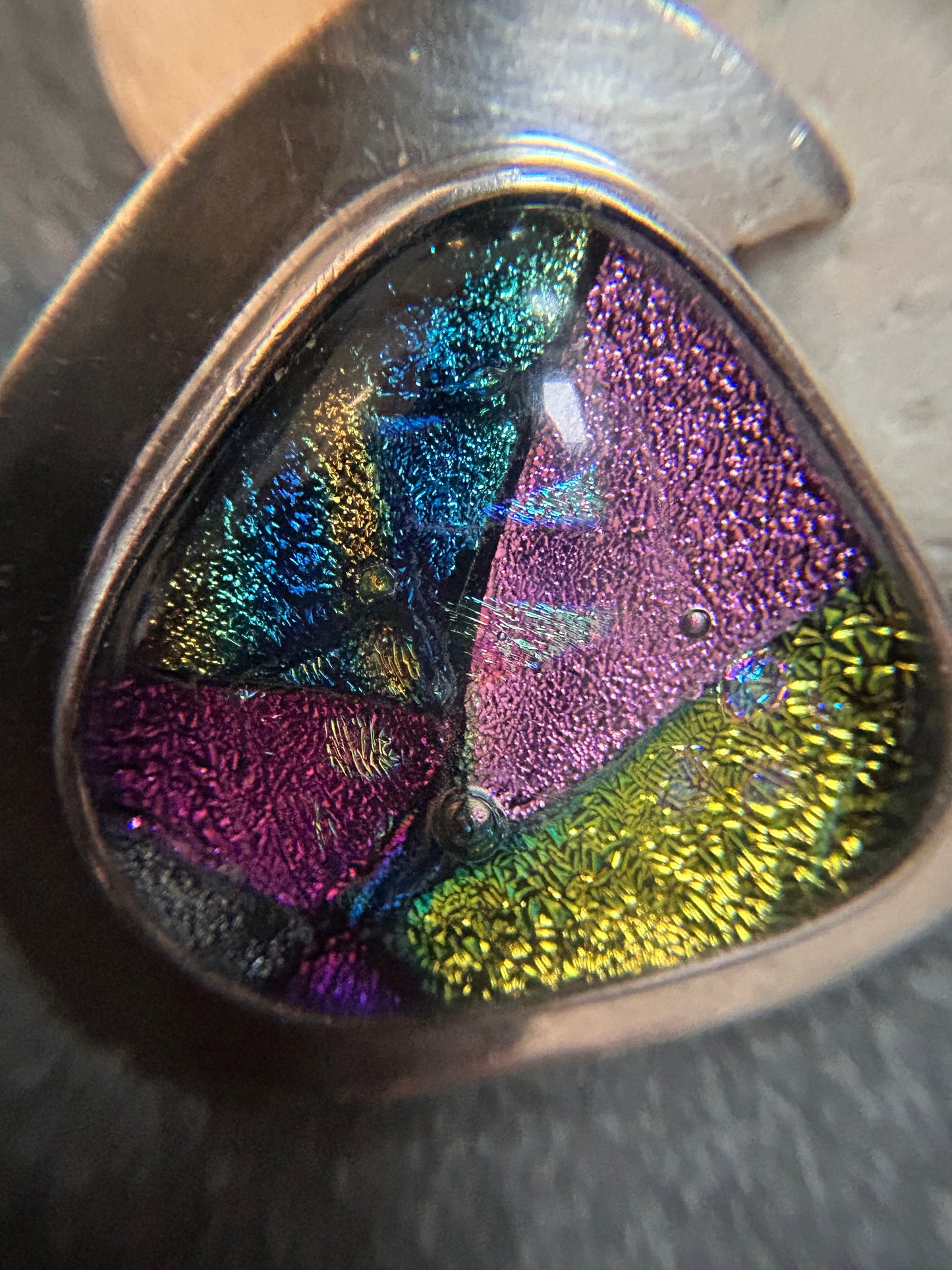 Vintage Sterling Silver & Dichroic Glass Pendant