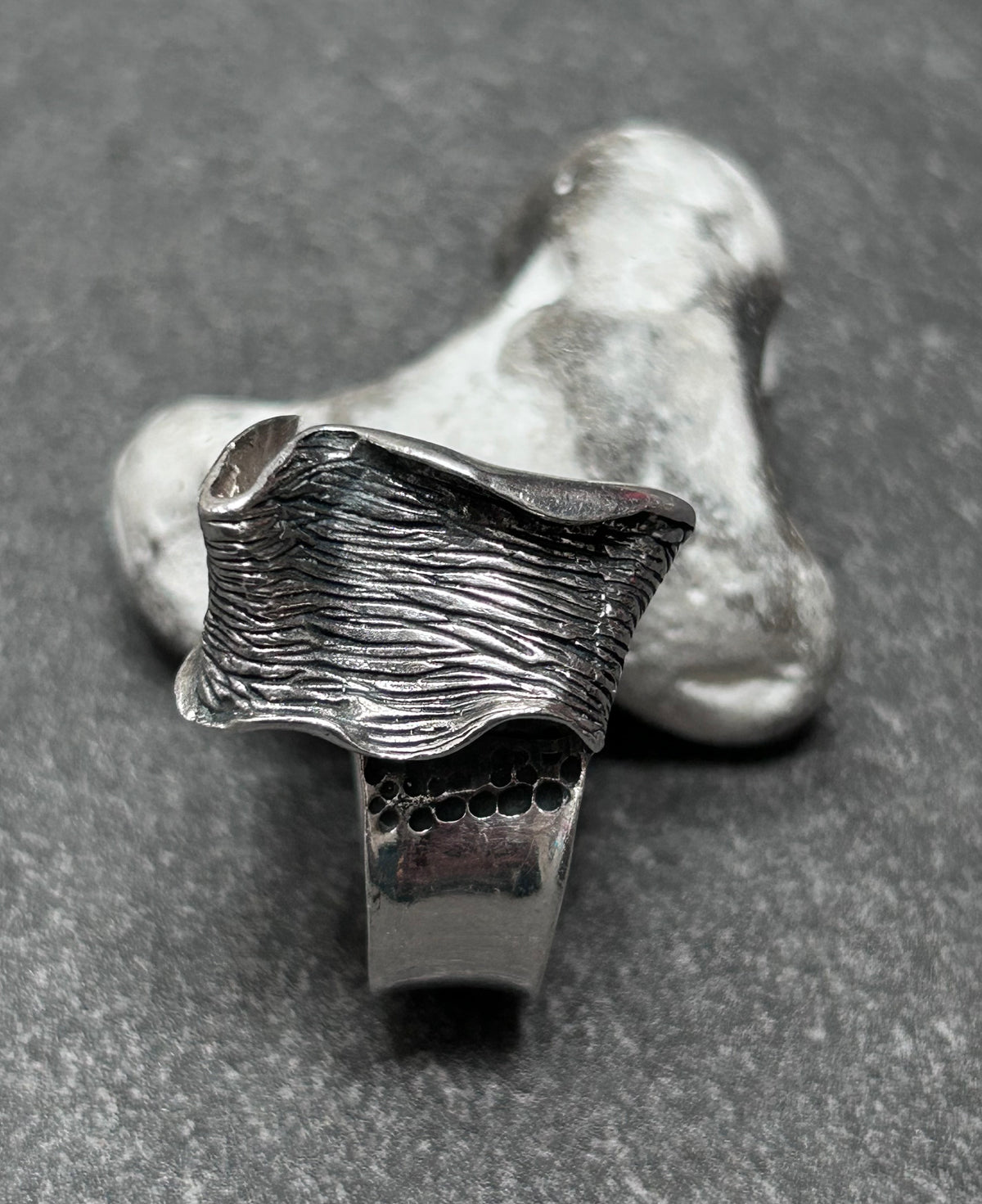 Wonderfully distinctive, sculptural vintage sterling ring.